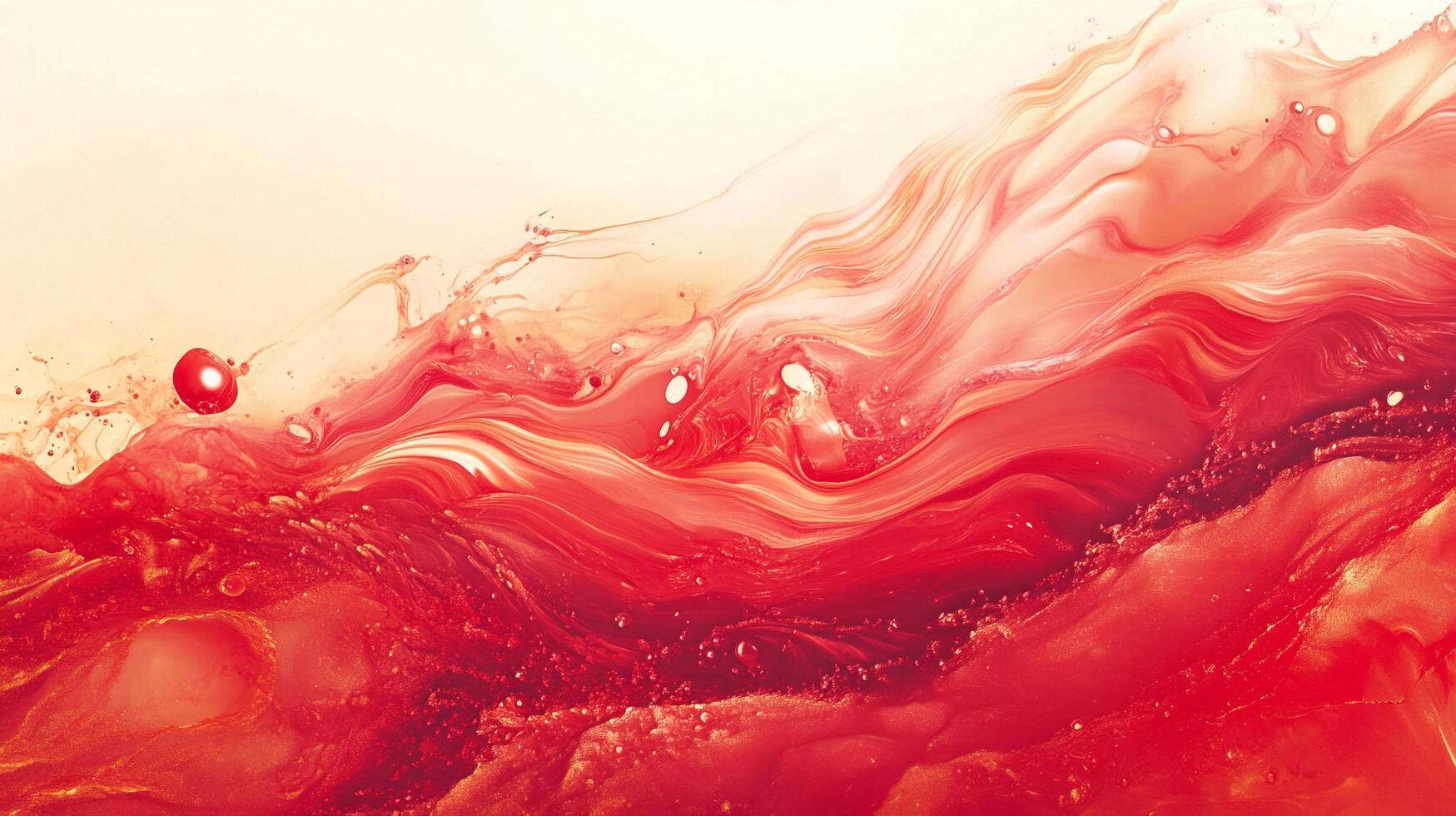 Abstract waves of crimson and ivory combine in this dreamy painting, creating a mesmerizing display of color and movement. photo