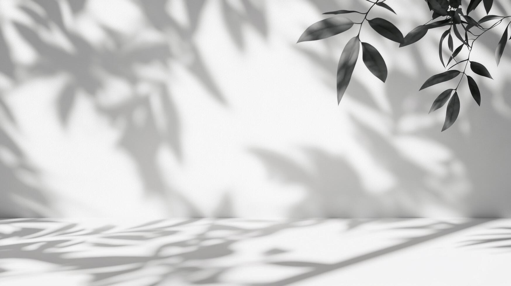 Serene, neutral backdrop with leafy shadows creating a calming ambiance. Ideal for minimalist designs and product presentations. photo