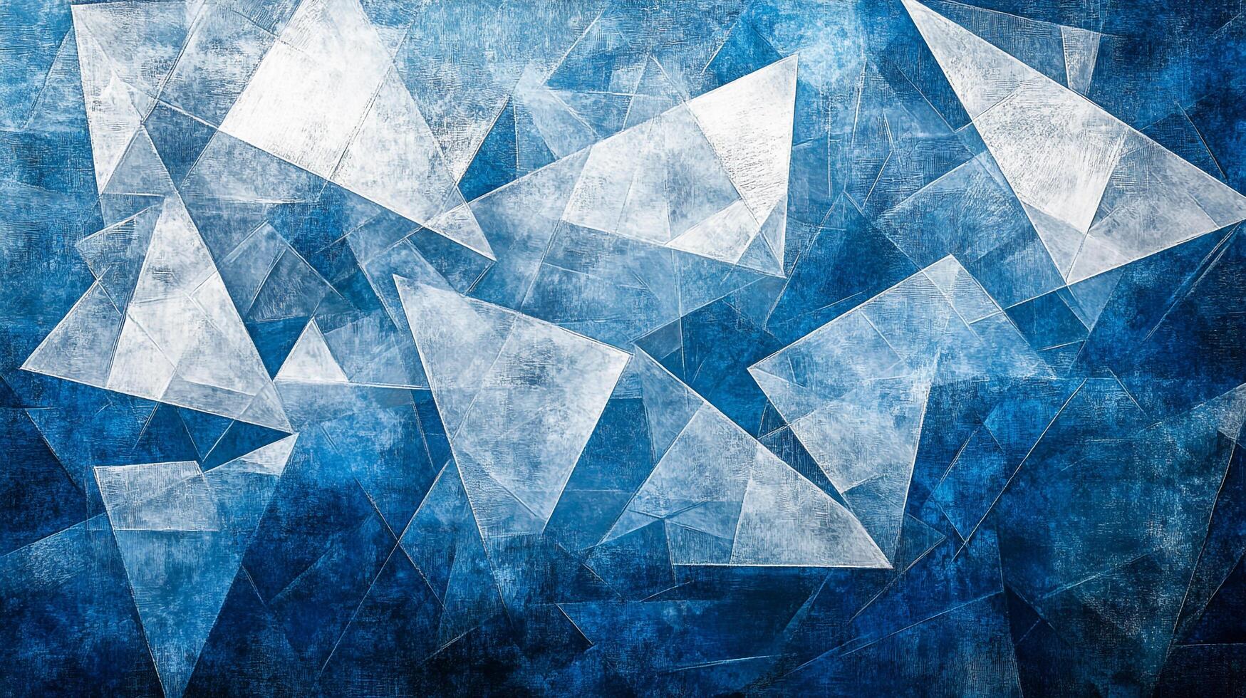 Abstract triangles and geometric shapes create a dynamic, modern pattern with a cool, calm blue and white color palette. photo