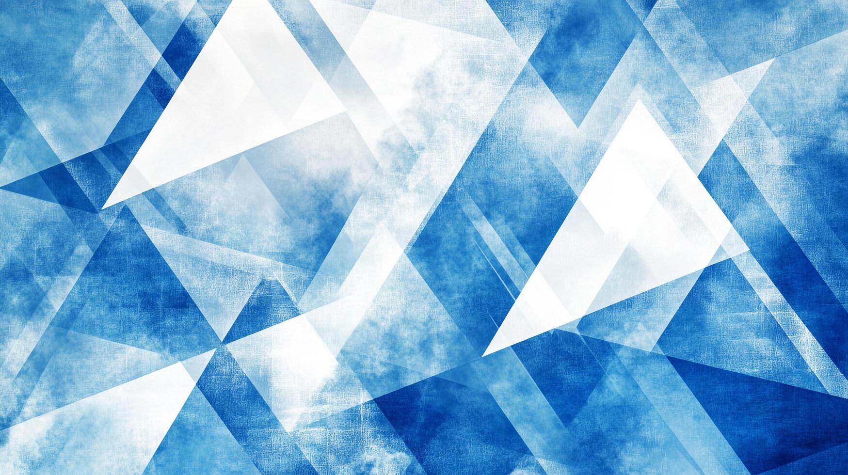 Abstract geometric design featuring intersecting blue and white triangles, creating a modern and dynamic visual pattern. Textured background. photo