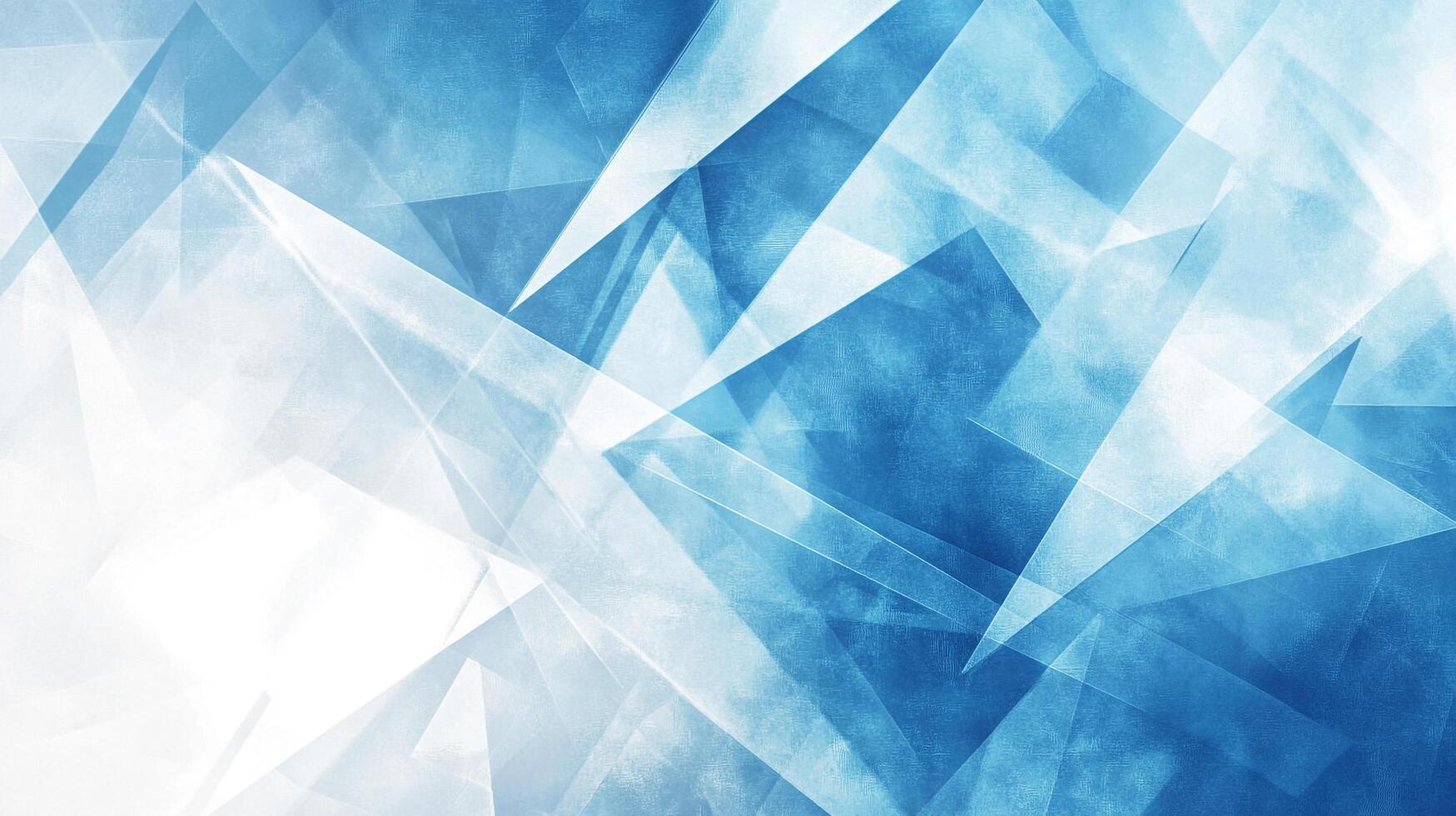 Abstract geometric background with overlapping triangles and faded textures in shades of blue and white, creating a modern, dynamic design. photo
