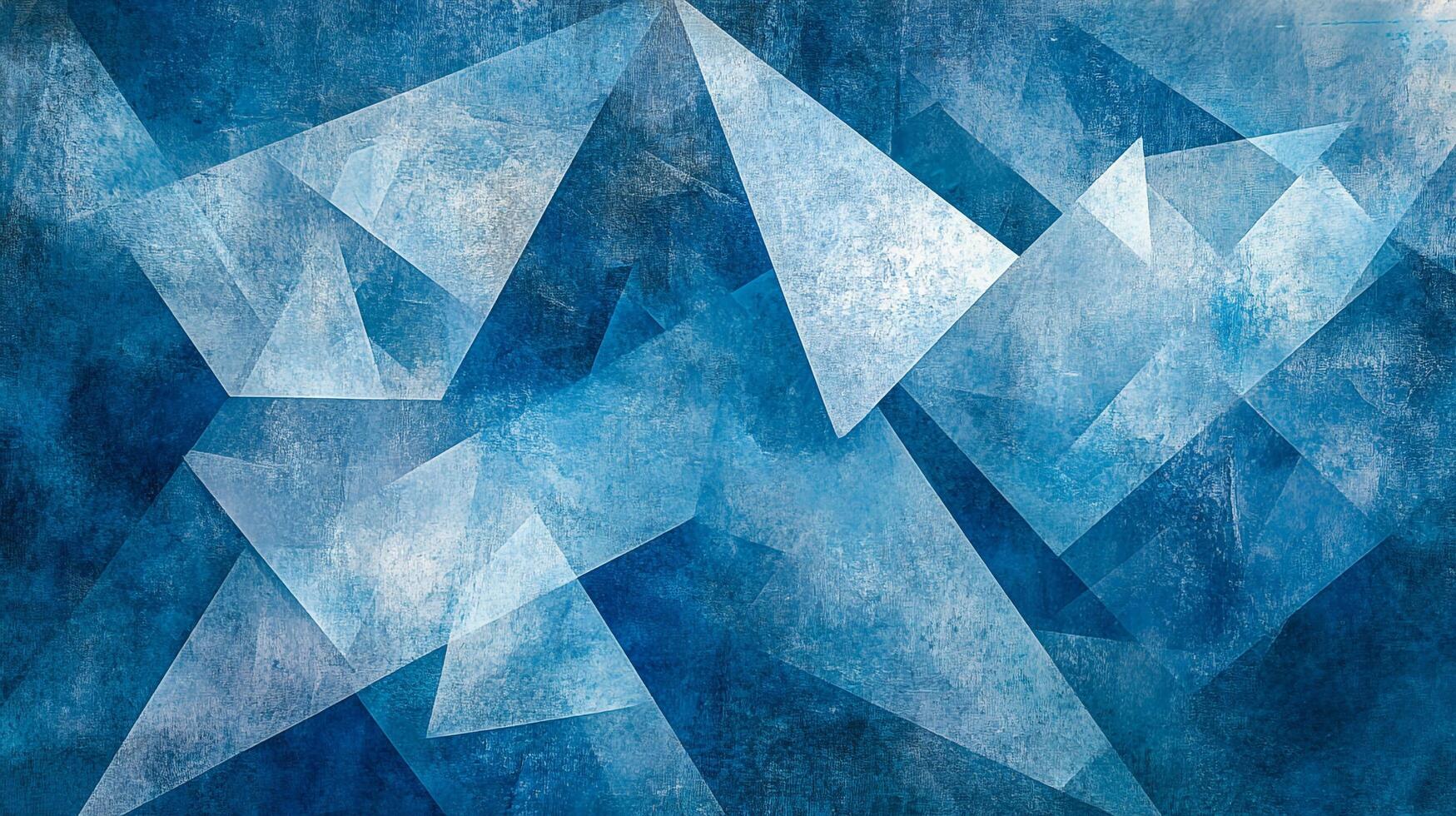 Abstract blues and whites form geometric patterns, a frosty, cool texture evokes ice, water, and digital landscapes. Modern art inspiration. photo