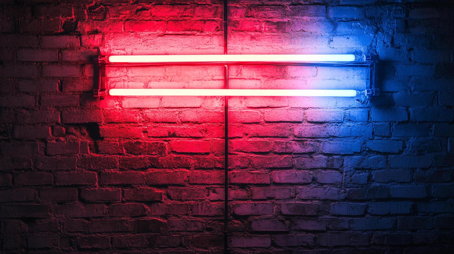 Two neon light tubes on a brick wall, one red, one blue. A striking and colorful display, perfect for modern and urban settings. photo