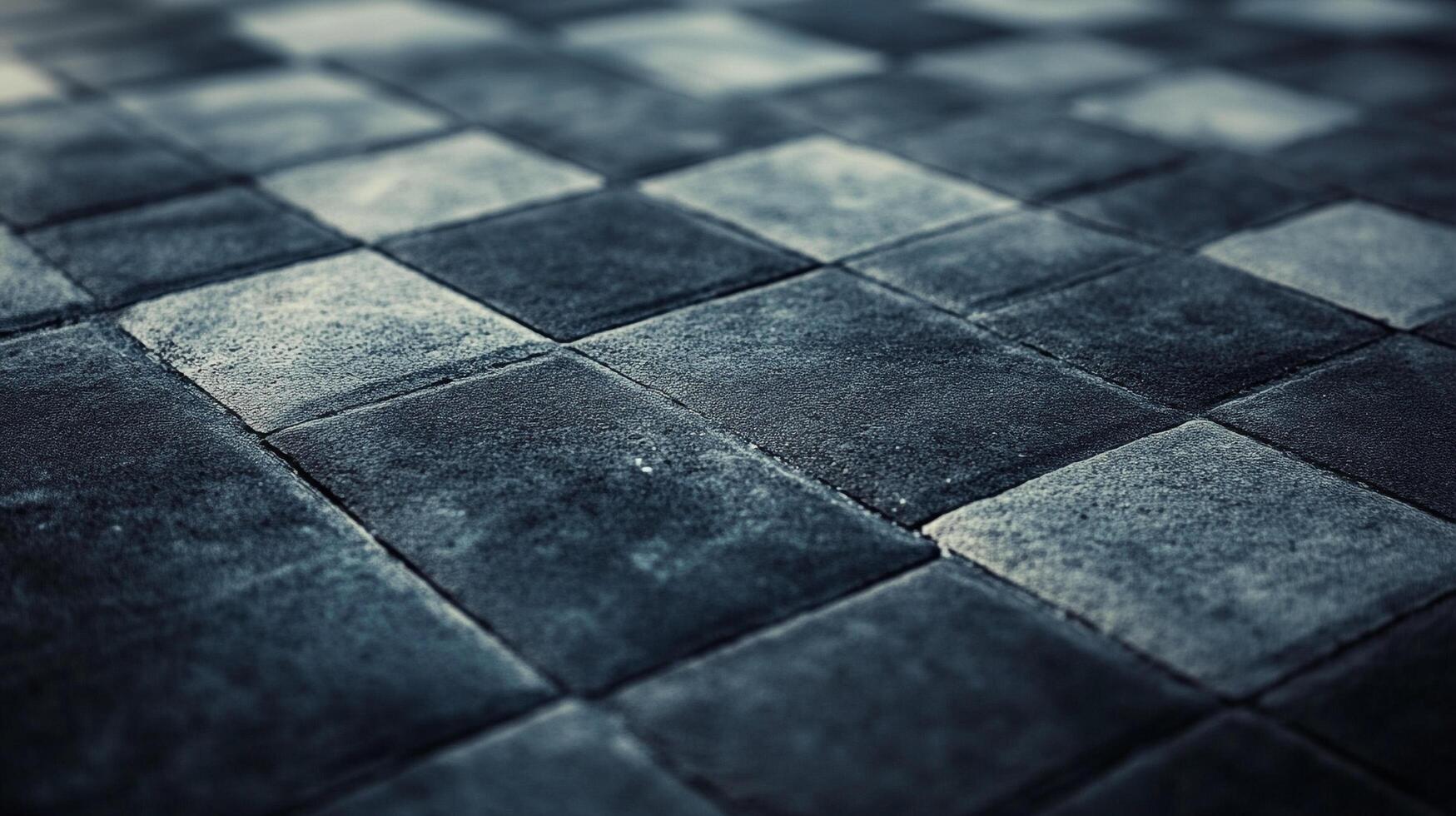 Monochrome checkered pavement design. A rhythmic arrangement of square paving stones in shades of gray creates a captivating visual texture. photo