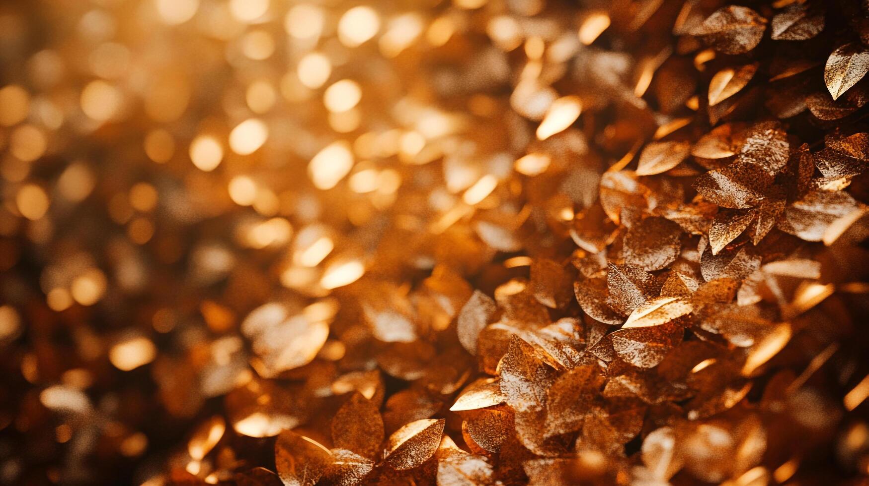 Warm autumn leaves close-up with bokeh effect in the background, creating an enchanting and captivating scenic view. photo