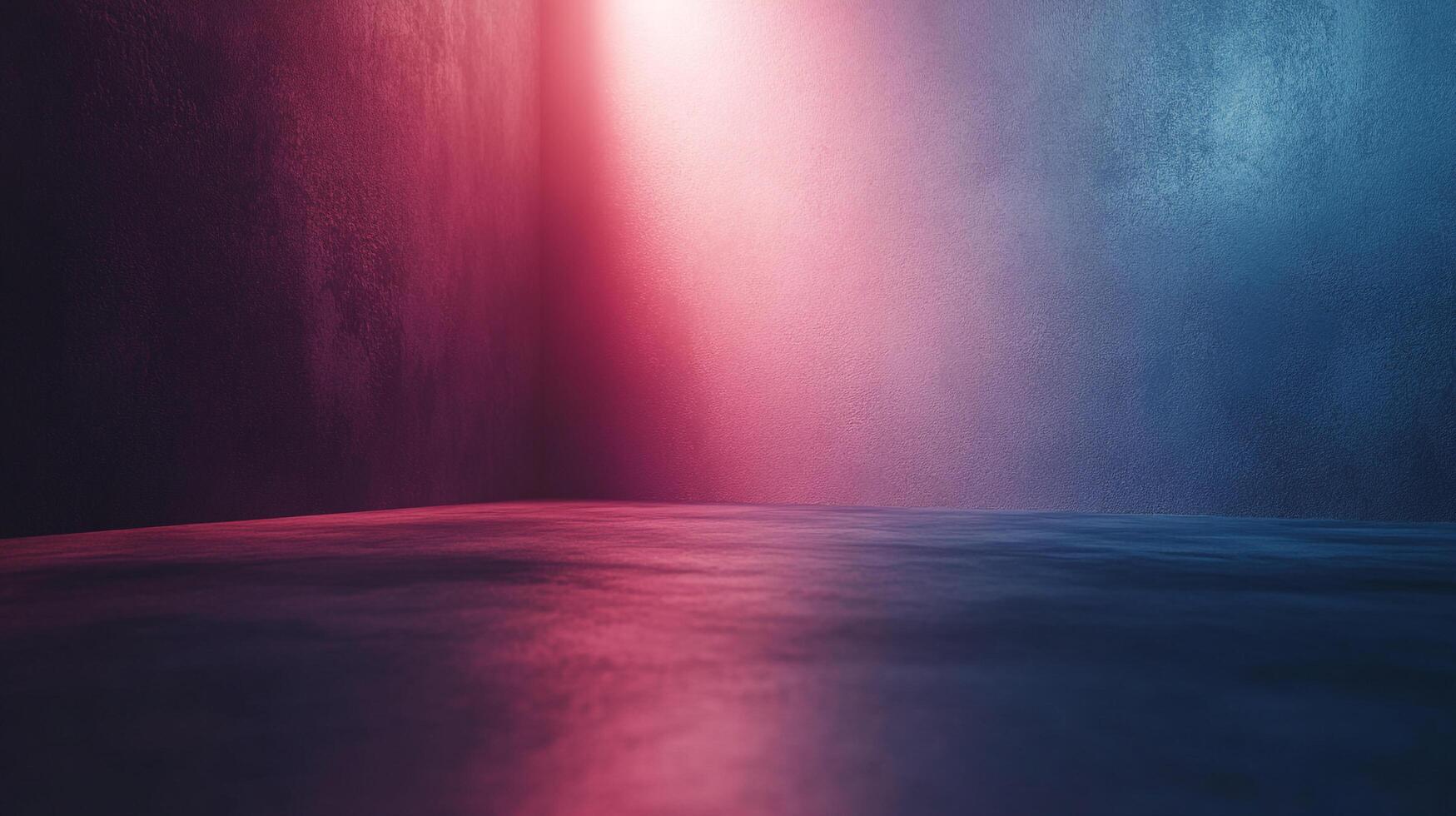 Abstract corner room with pink and blue gradients highlighting textured wall surfaces and floor, creating a modern backdrop or display. photo