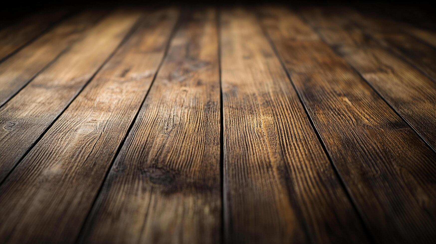 Wooden planks in a rustic style with a rich, dark brown color, creating a warm and inviting surface with unique grain and texture. photo