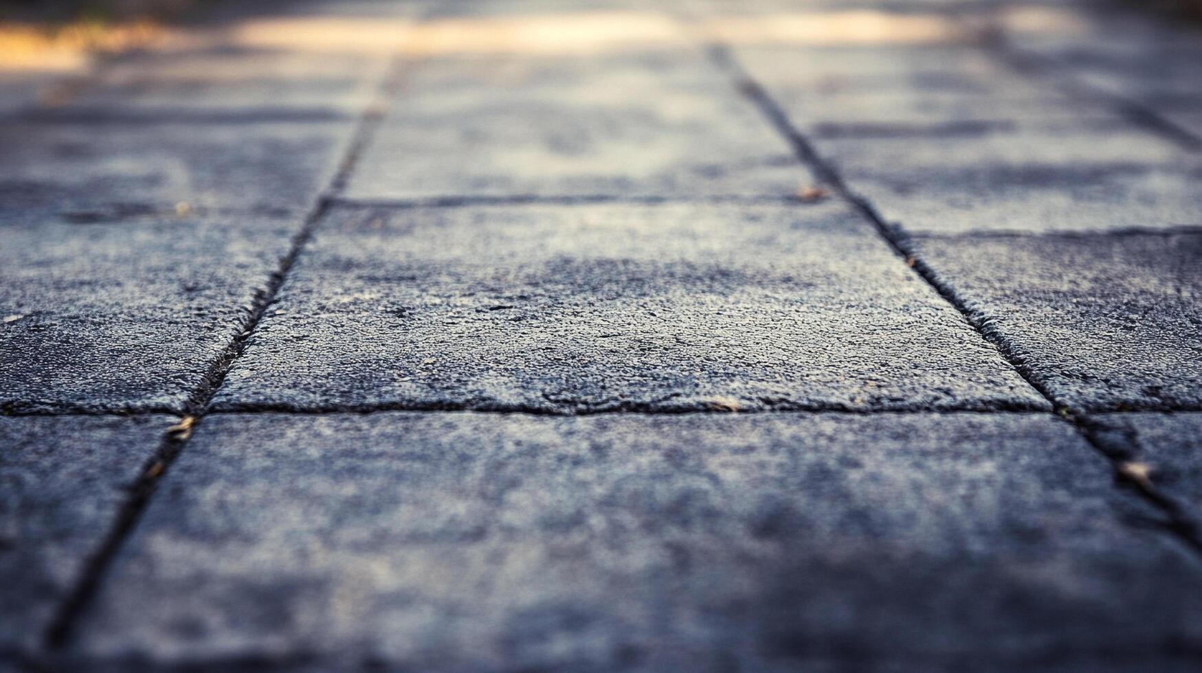 Ground-level perspective showcasing textured pavement tiles in a neutral color palette, forming a geometric pattern with blurred edges. photo
