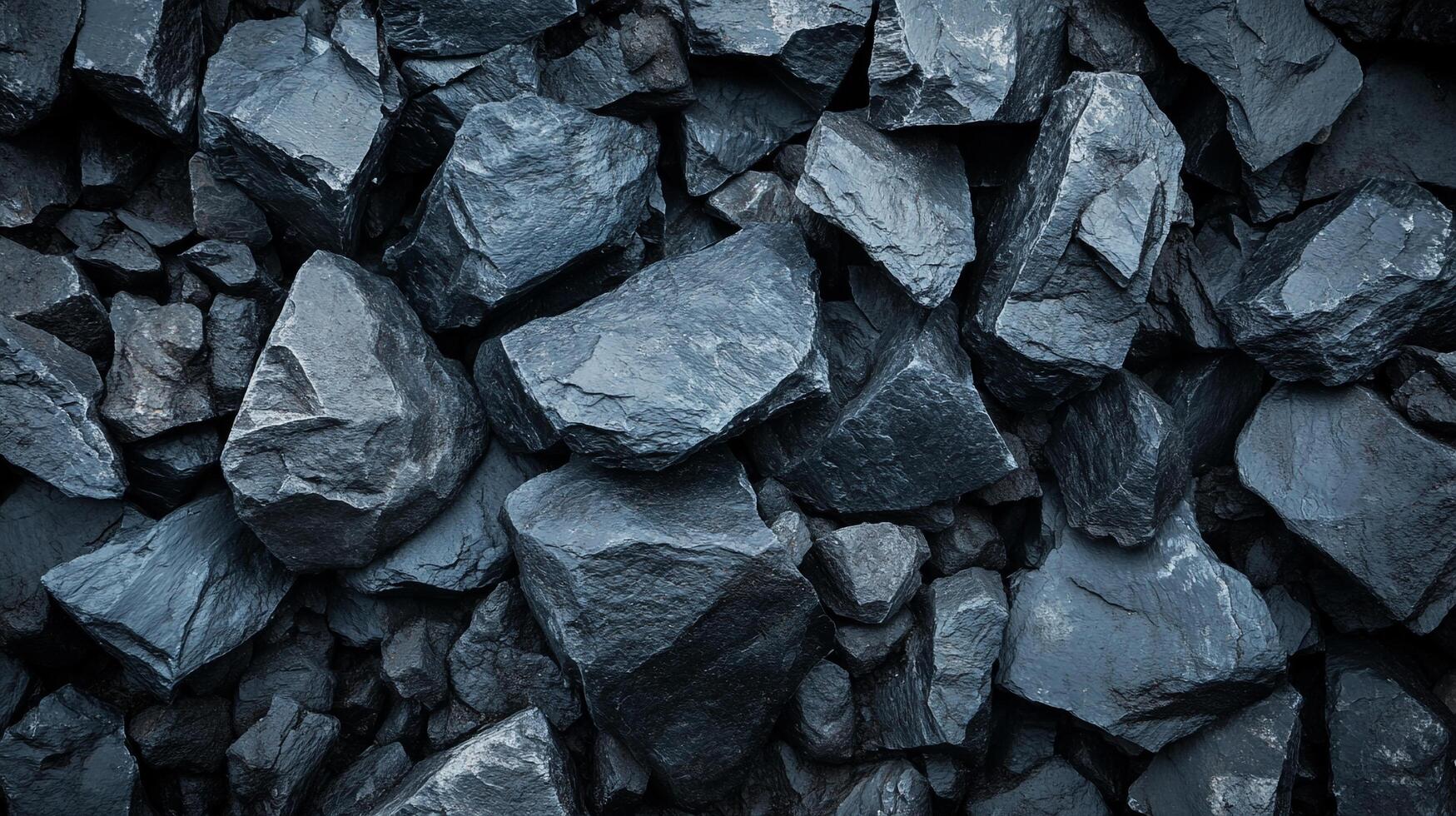 Close-up shot of a pile of rocks of varied sizes. The image captures the natural texture and depth of the rock formation. photo