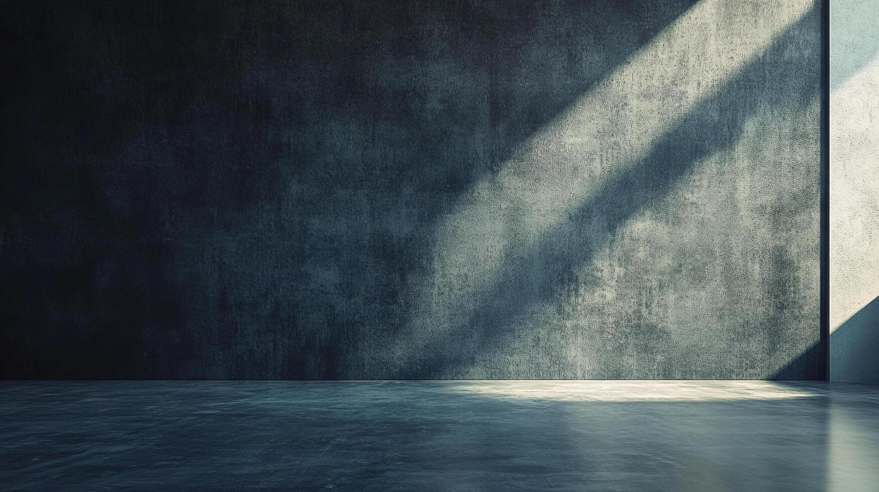 A striking image of light streaming into a room, accentuating the texture of the dark concrete wall and creating depth and a sense of space. photo