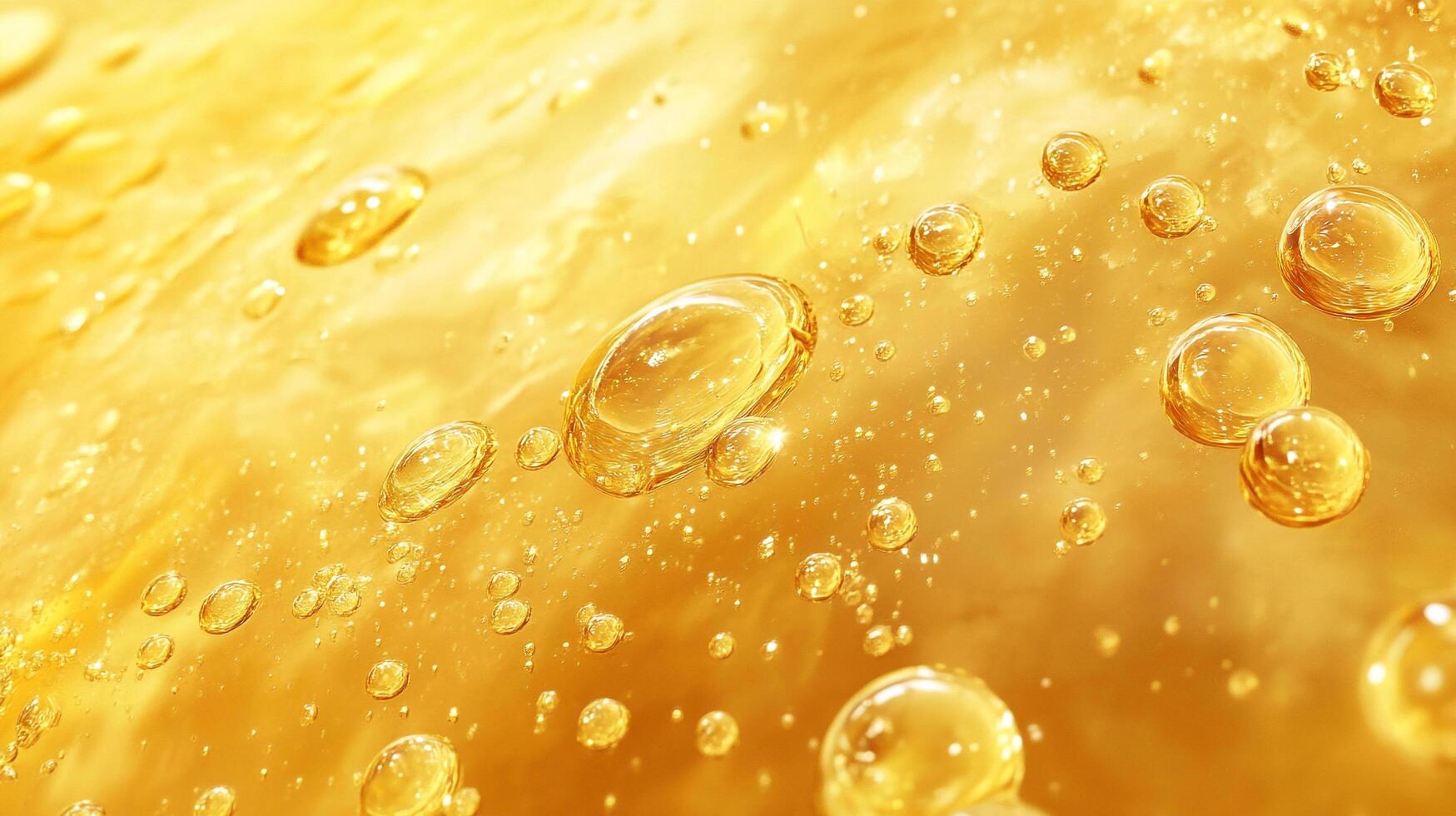 Yellow liquid with many small bubbles on top. The liquid is yellow and has a shiny appearance photo