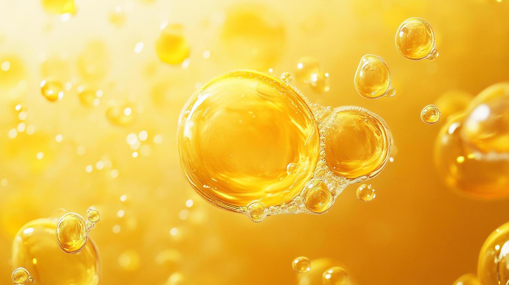 Yellow liquid with bubbles in it. The bubbles are small and scattered throughout the liquid. The liquid appears to be a mixture of water and oil photo