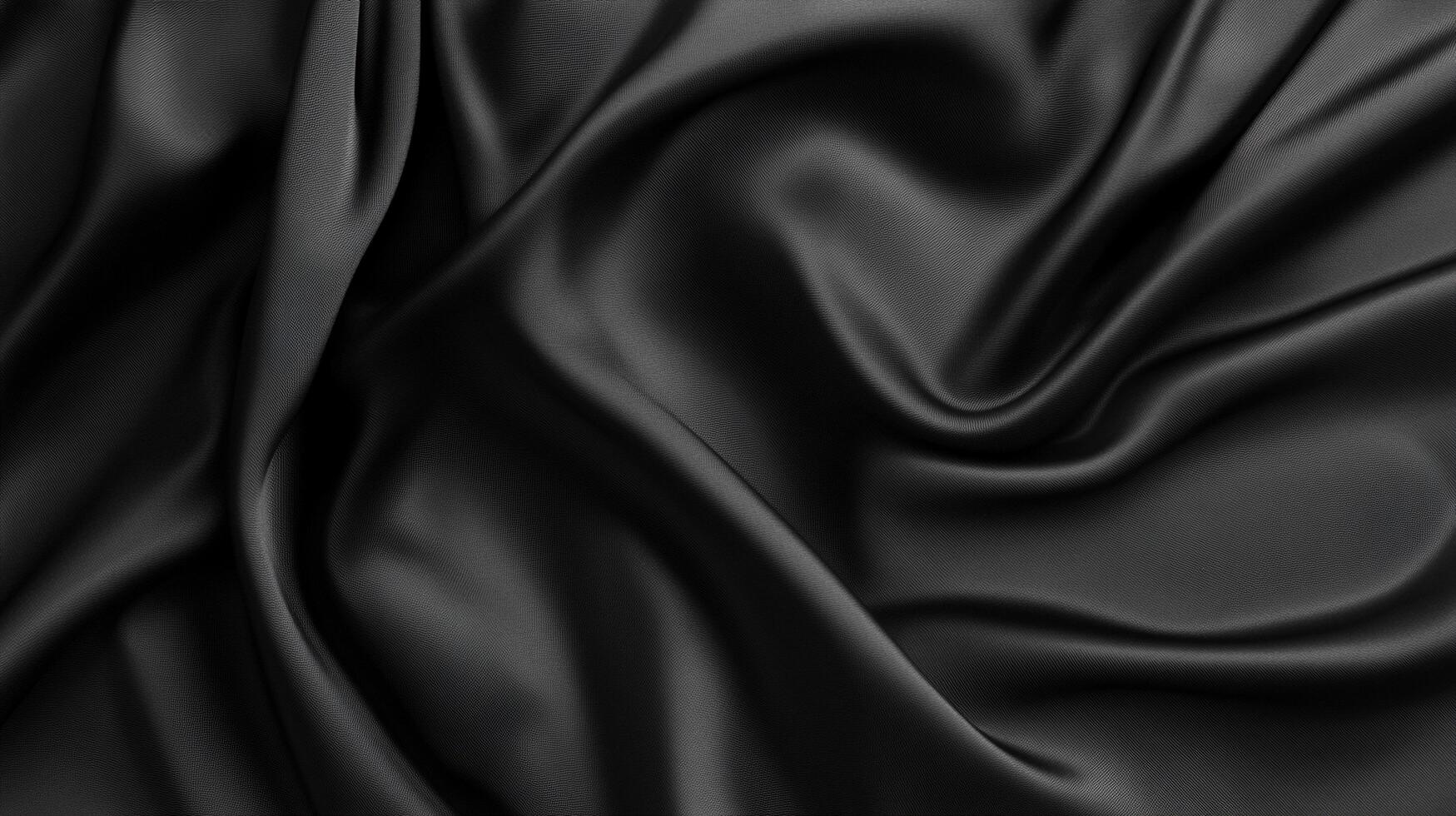 Elegant folds of dark fabric create a luxurious and flowing texture, perfect for high-end fashion or sophisticated design elements. photo