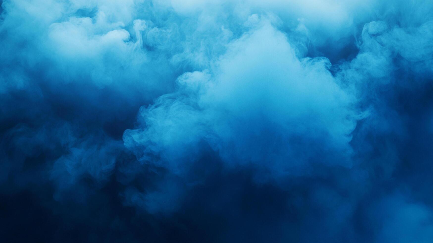 A mesmerizing cloud of cyan vapor cascades, its ethereal tendrils dancing in the twilight. Tranquil blues and calming hues embrace the eye. photo