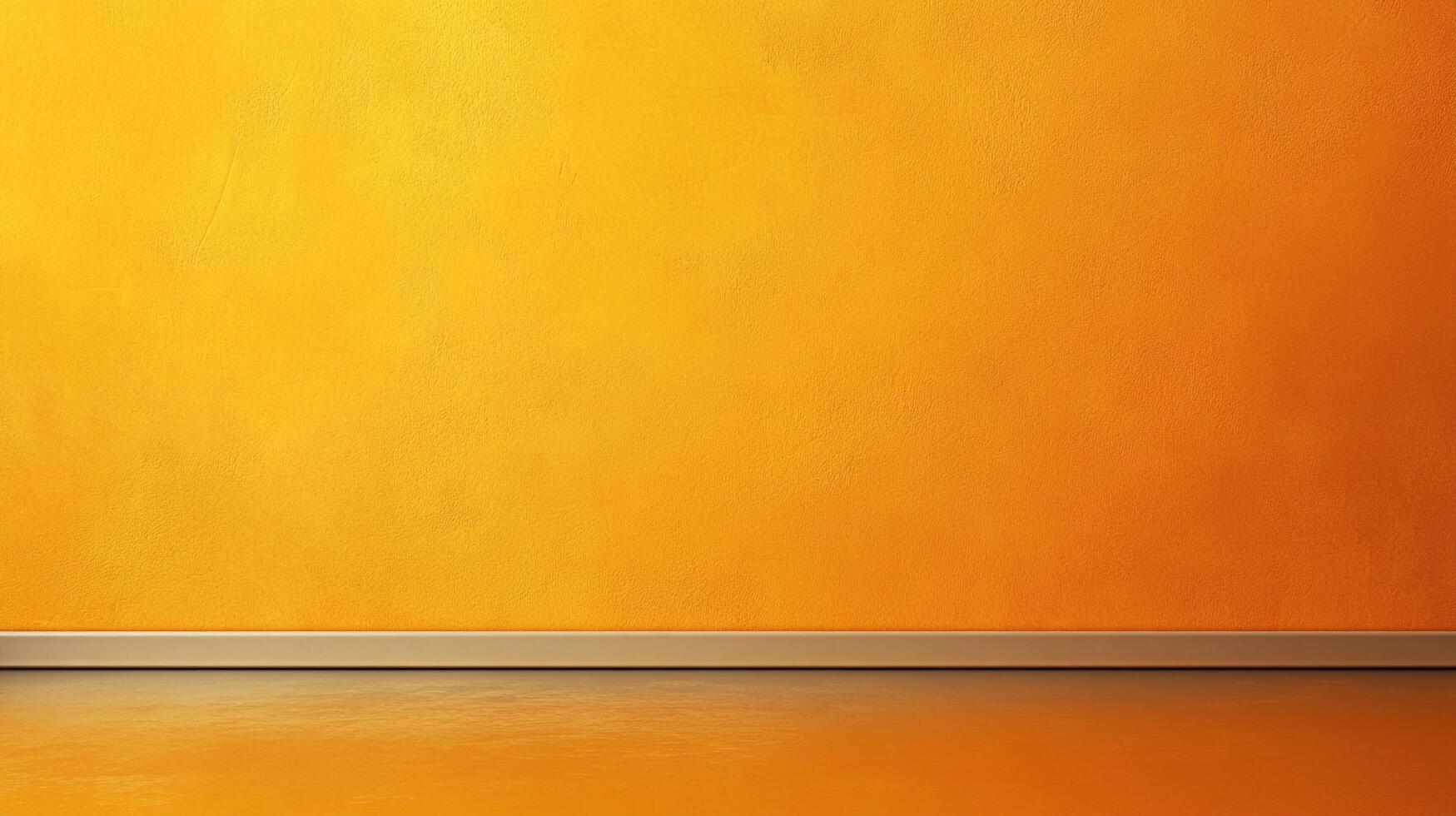 Bright vibrant room corner showcases painted wall above light baseboard, with reflective flooring creating warm atmosphere and depth. photo