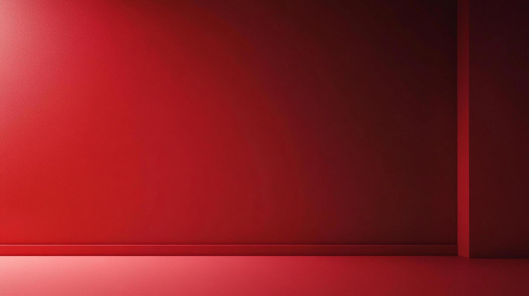 Abstract monochromatic image of a vibrant red wall and floor, creating a simple, modern, and visually striking composition. Interior studio shot. photo