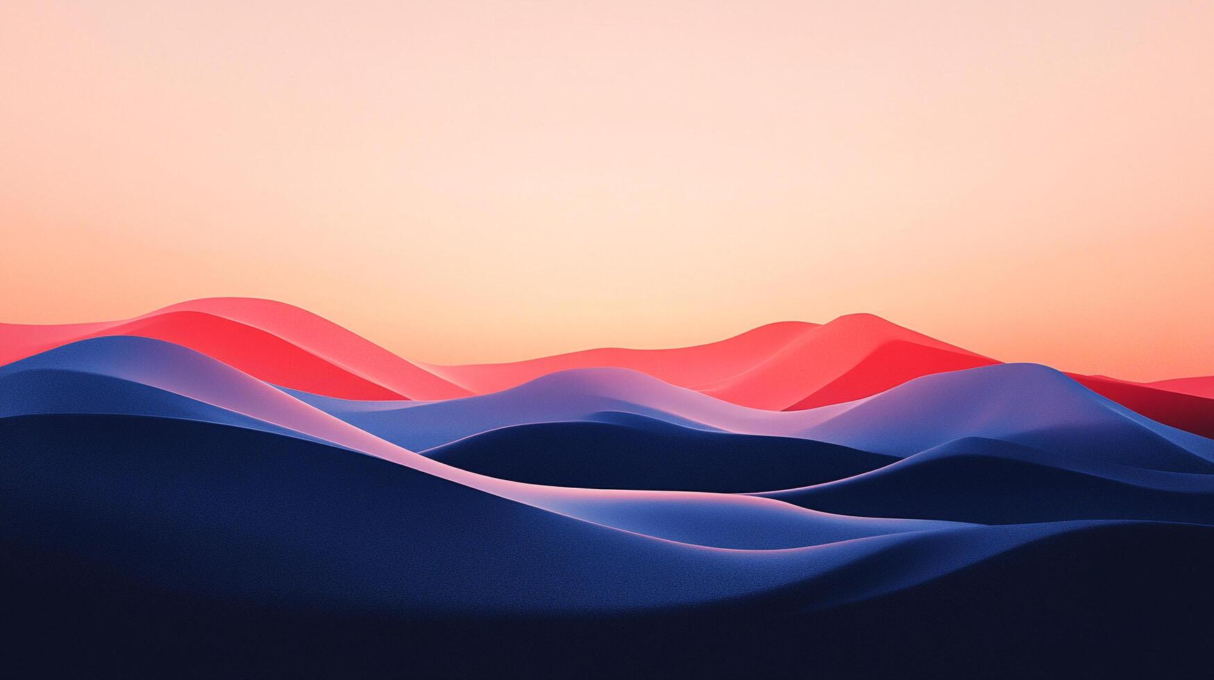 Abstract landscape with layered hills in gradient colors, creating a serene and modern backdrop under a pale sky, evoking peacefulness. photo