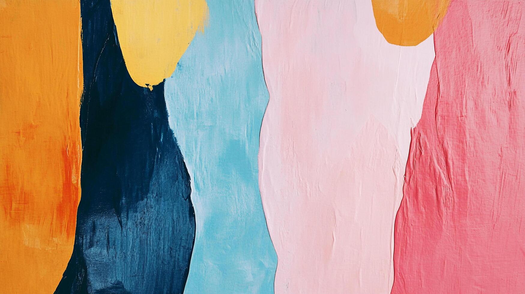 Abstract painted background with colorful swatches of orange, yellow, navy, blue, pink and rose. Textured and visually engaging. photo