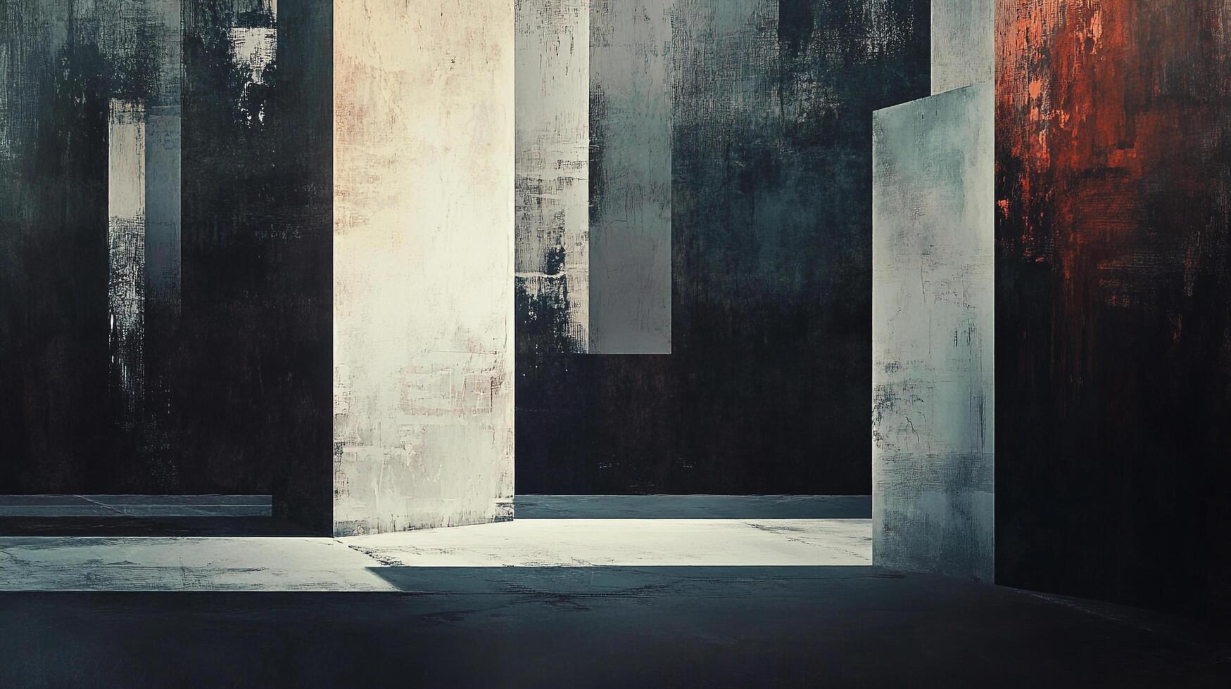 Abstract urban landscape featuring contrasting textures and geometric forms, creating a contemplative and modern atmosphere. photo