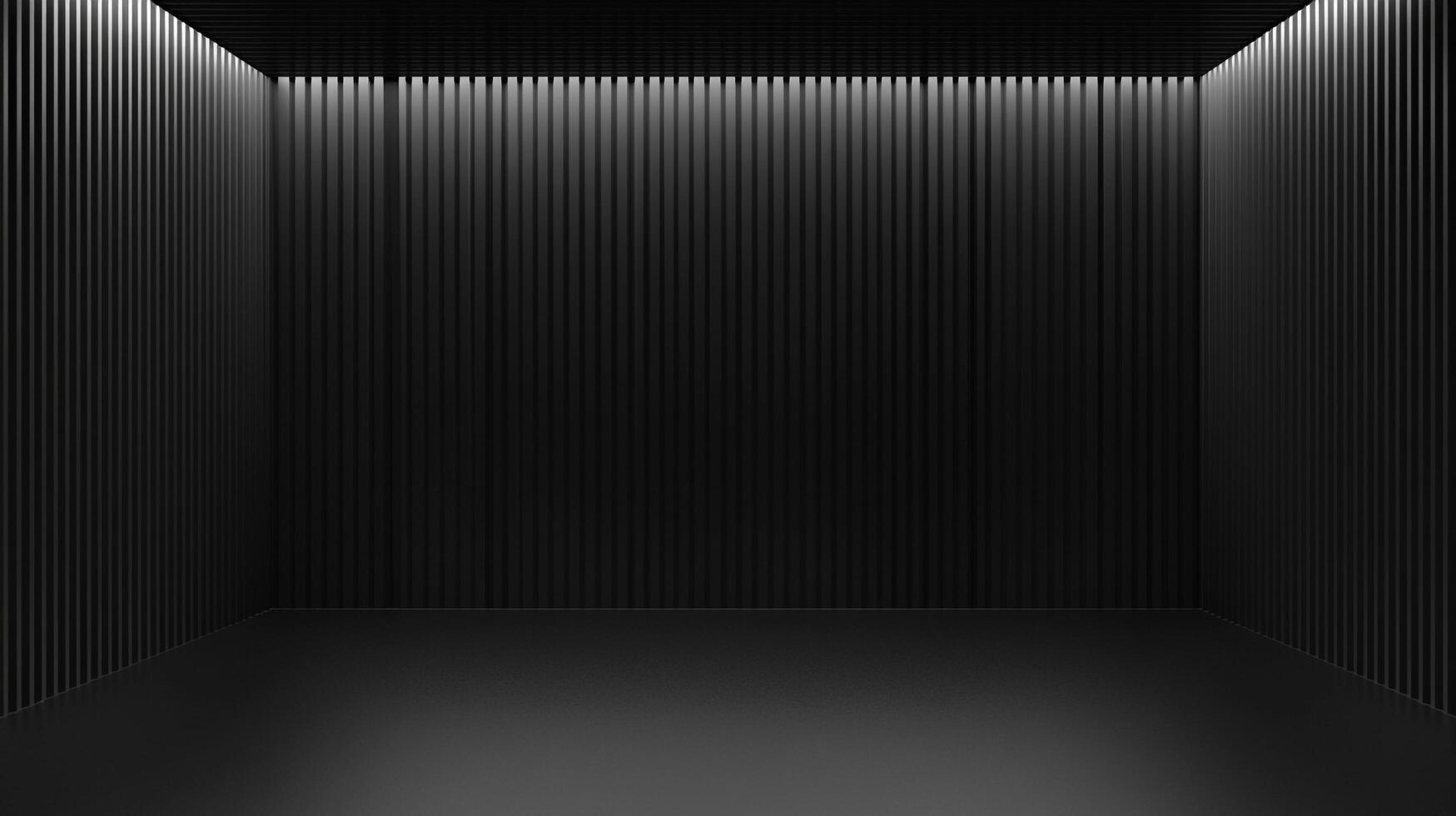 A minimalist, dark interior space featuring vertical textures and subtle lighting, creating a sense of depth and quiet sophistication. photo