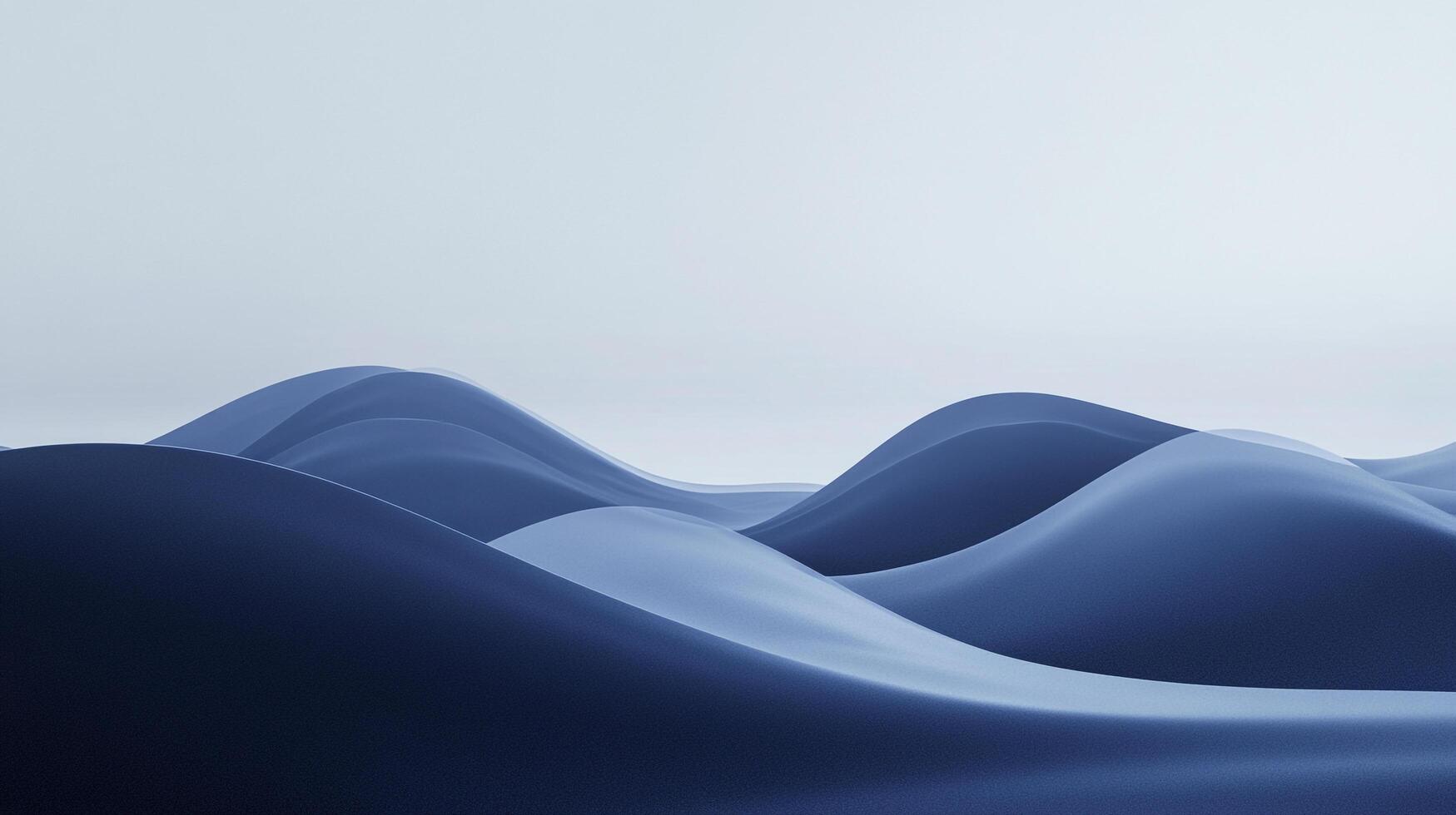 A serene landscape of undulating blue hills under a soft, overcast sky, evoking a sense of calm and minimalist beauty. photo