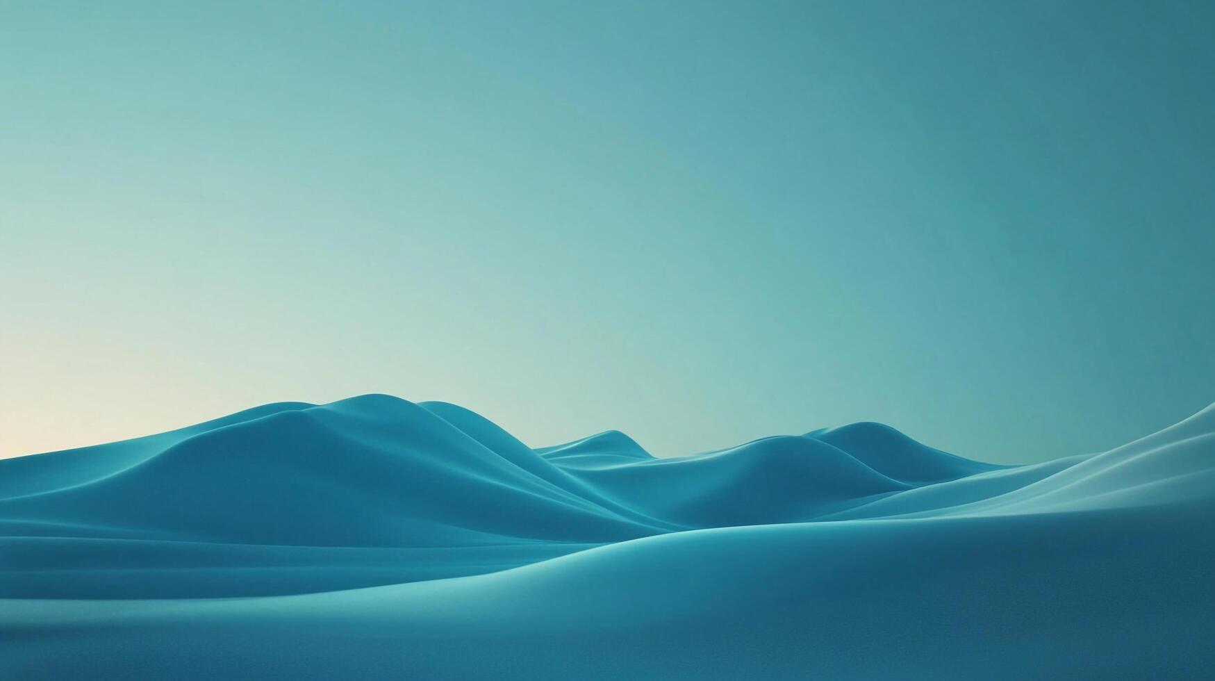 A minimalist landscape of rolling blue hills under a clear, serene sky, evoking a sense of tranquility and openness. photo