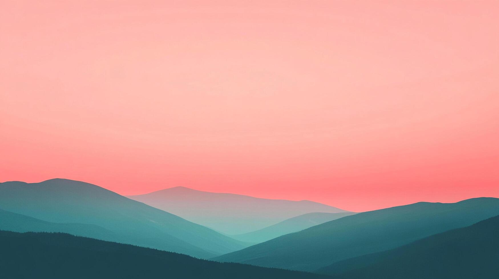 Serene mountain range silhouette against a soft pink sky, creating a peaceful, dreamy atmosphere. Tranquil nature scene. photo