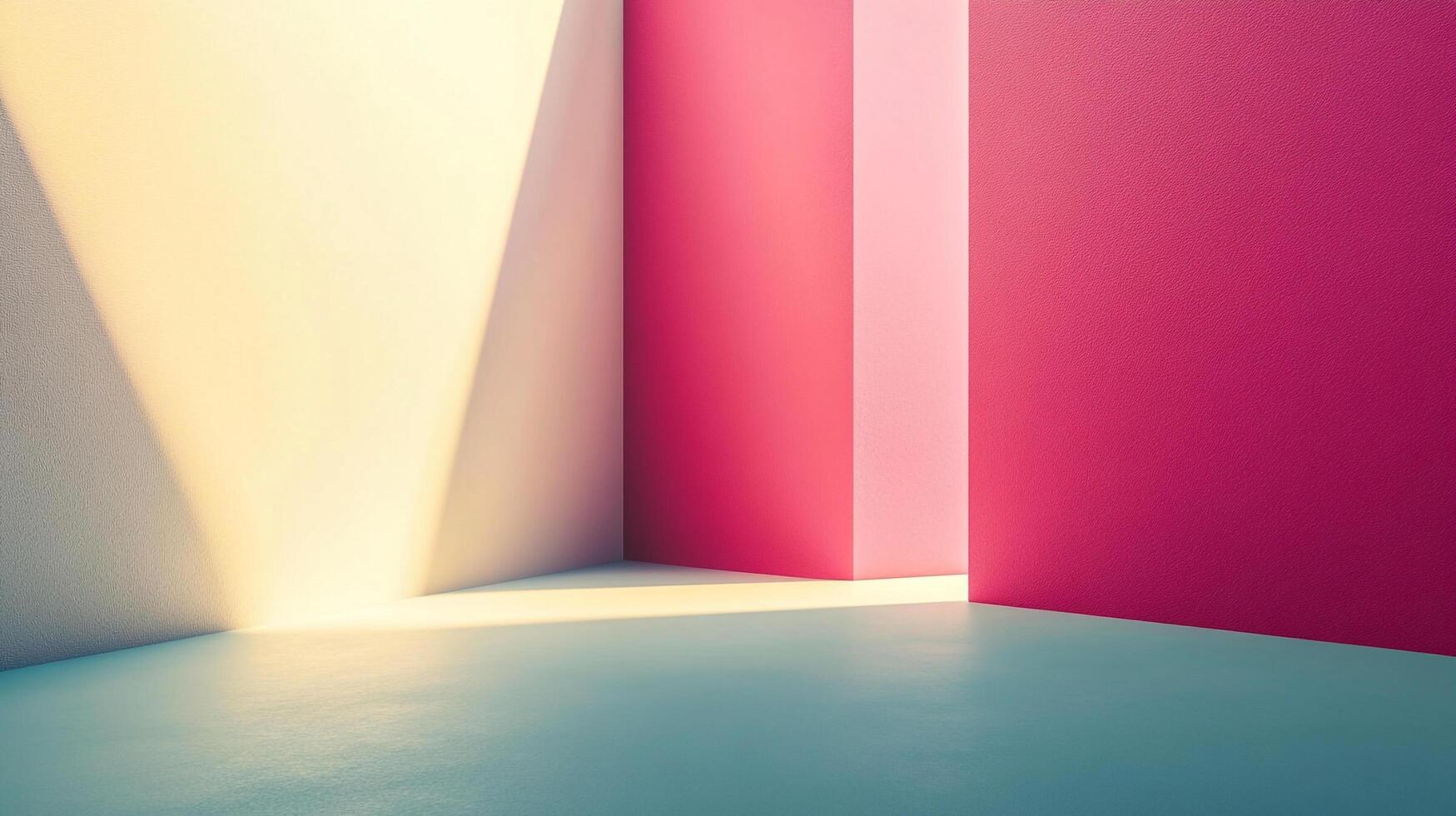 Abstract composition featuring geometric shapes in shades of pink, cream, and blue, accented by dynamic light and shadow interplay. photo