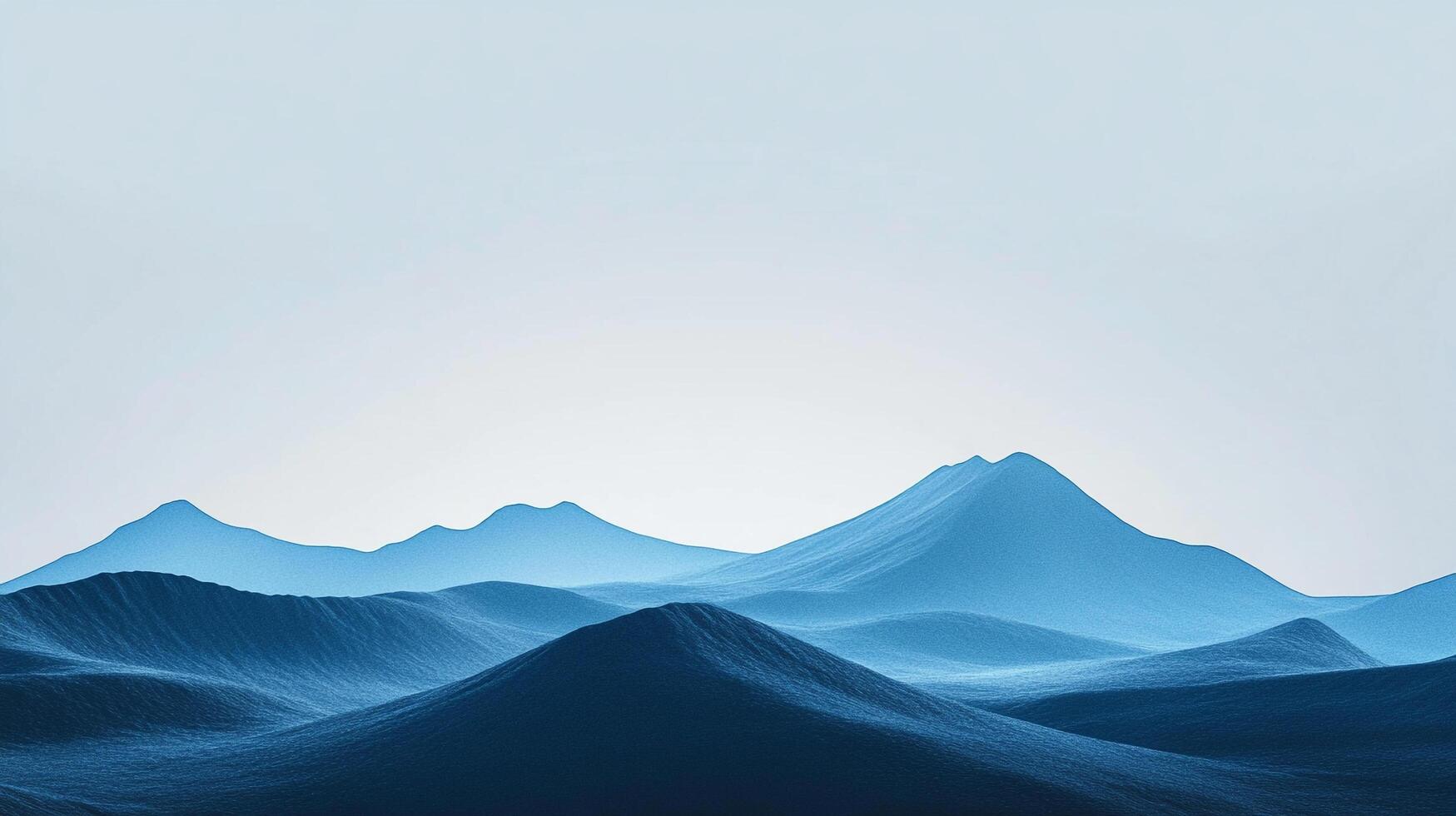 Abstract monochrome landscape with a series of rolling, fluid, and serene blue mountains beneath a pale sky evokes tranquility and depth. photo