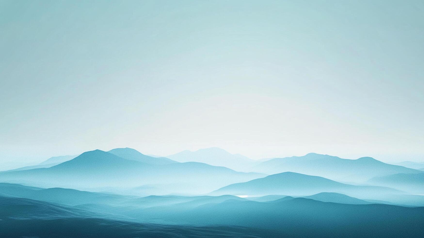 A serene vista of mountainous silhouettes fading into the horizon, rendered in cool blues and soft gradients. Evokes peace and tranquility. photo