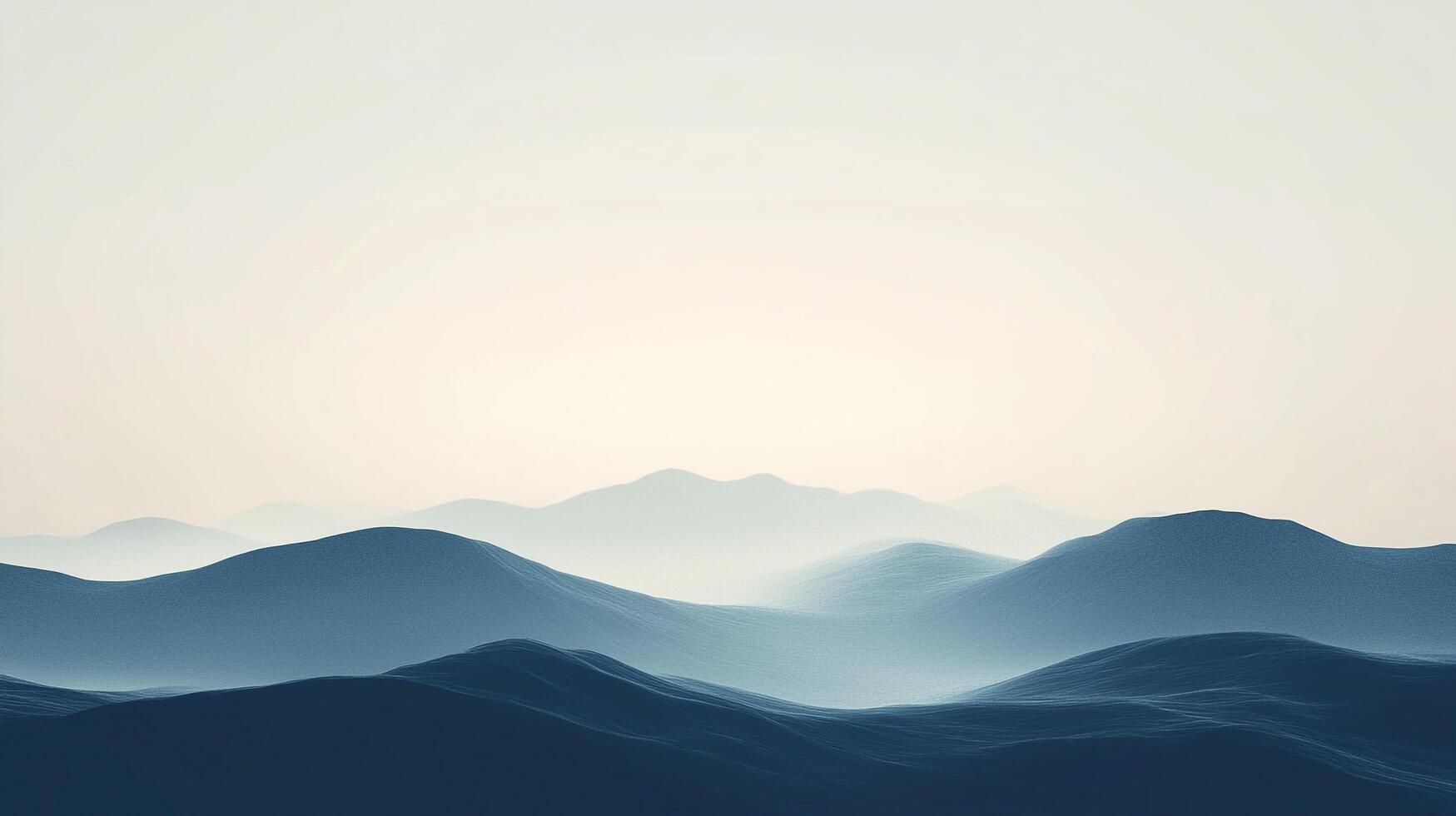 Serene blue mountain range landscape with a peaceful, ethereal ambiance. Misty atmosphere creates a sense of depth. Ideal for relaxation. photo