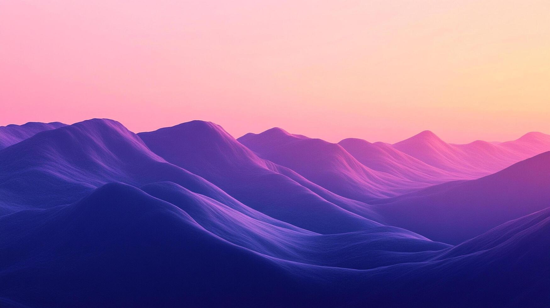 Abstract rolling hills landscape with soft purple and pink color grading over the land and pastel colored sky gradient at sunrise photo