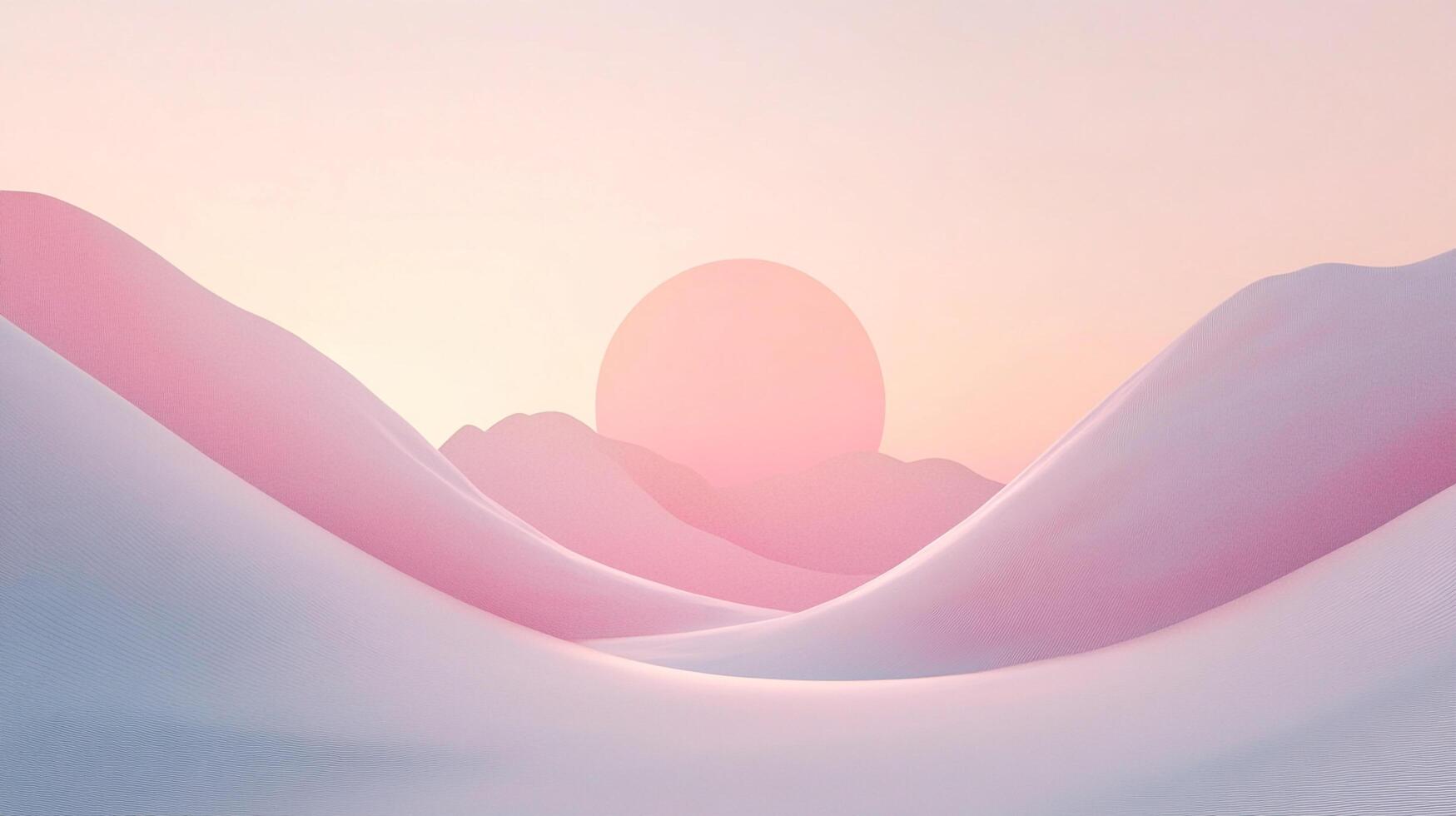 Dreamscape hills at sunset. Pastel colors create a serene, minimalist landscape with soft light and shadows. Aesthetic design. photo