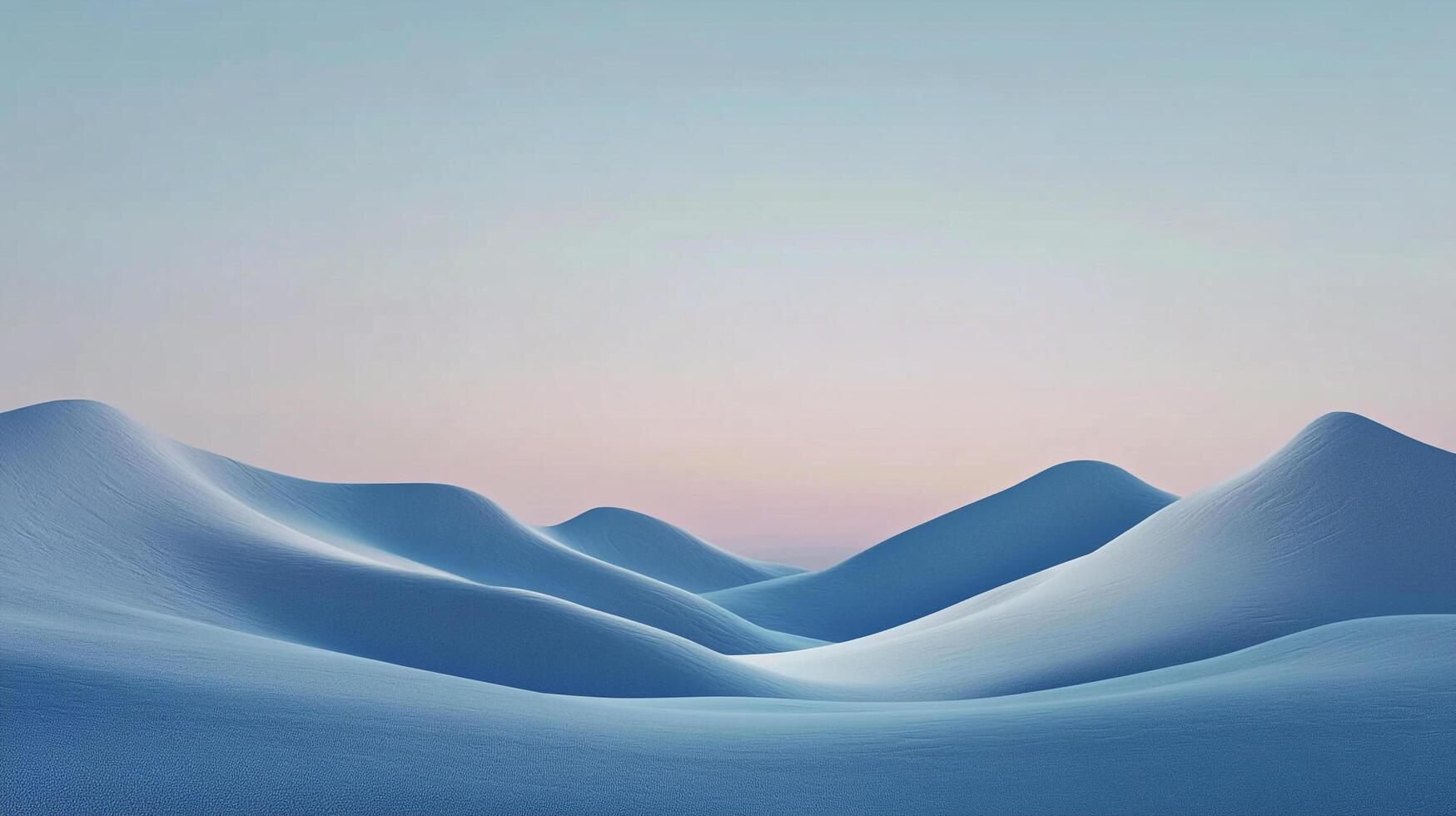 Minimalist landscape with gentle, blue-toned dunes under a soft, pastel sky. A serene and abstract natural scene. photo