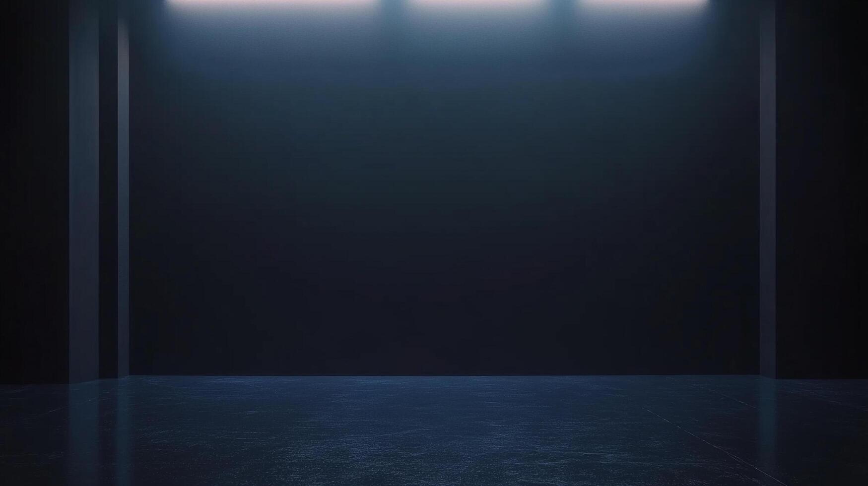 Abstract space showcasing a dark room bathed in atmospheric blue light, creating an intriguing and minimalist architectural background. photo