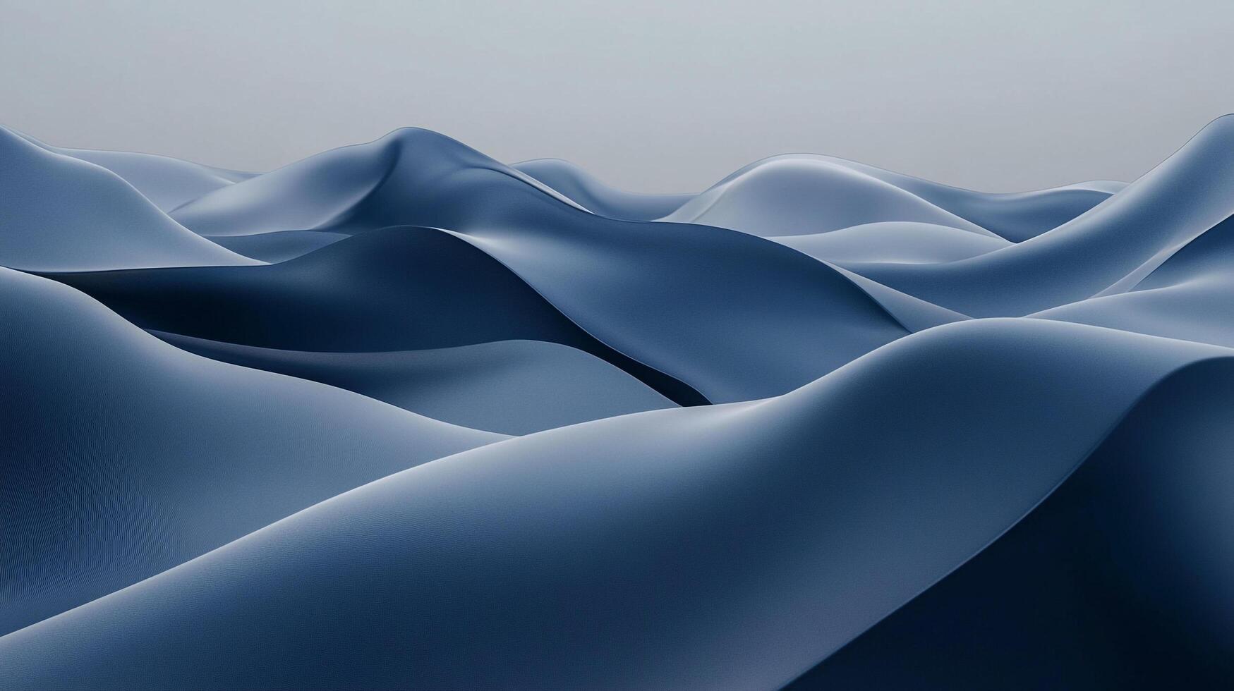An abstract illustration of rolling hills with deep blue and light blue hues on a light grey background creates a sense of serenity. photo