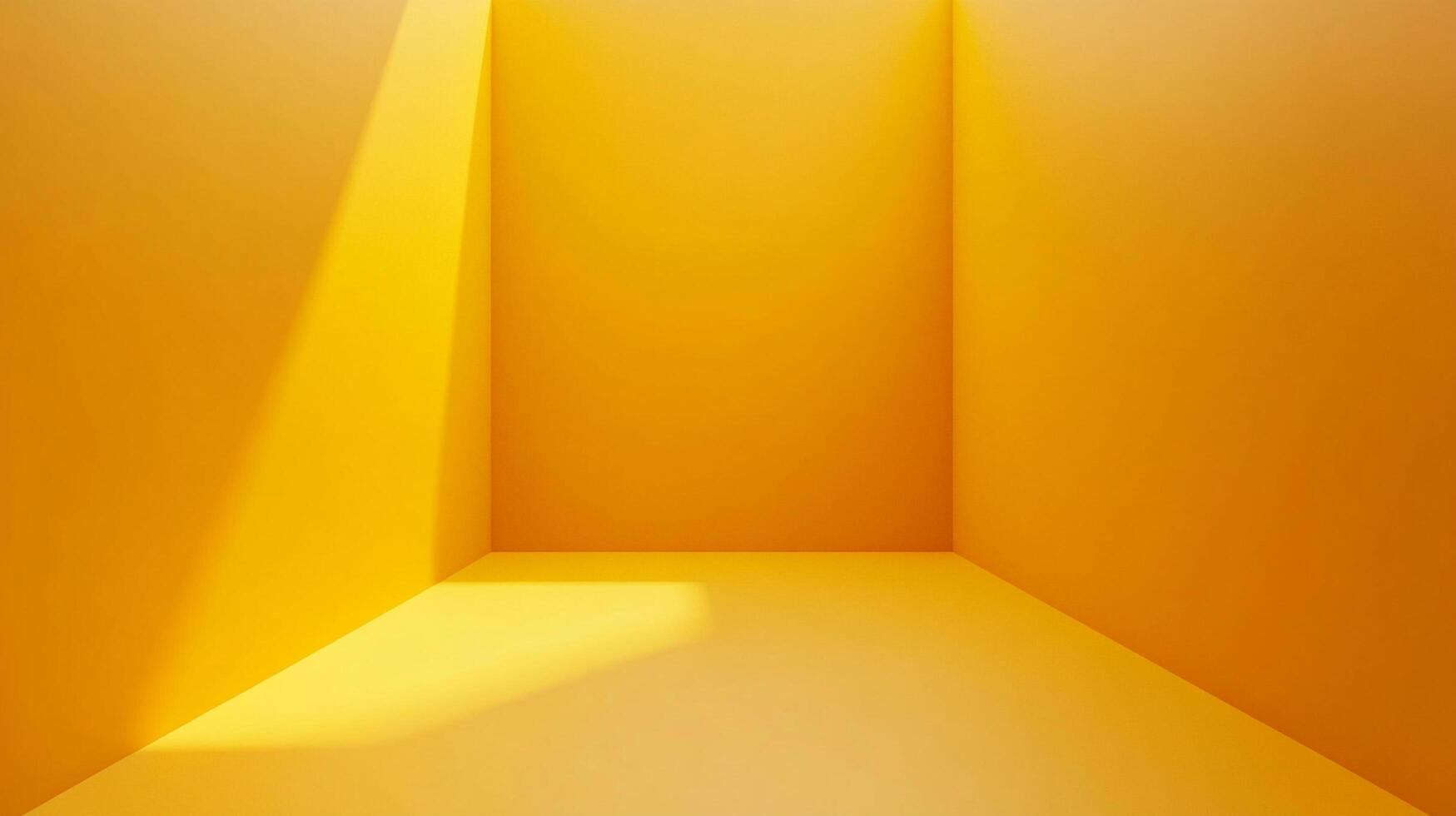 Illuminated yellow room creating a minimalistic and clean aesthetic, focusing on light and shadow play within the space. Ideal background. photo