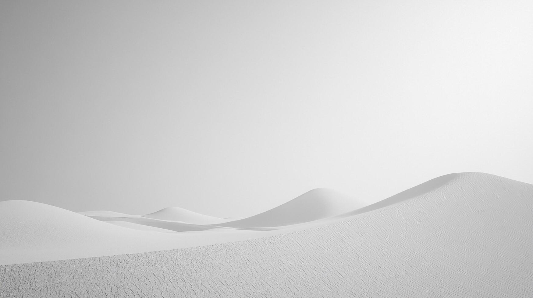 Monochromatic dunes landscape featuring soft, rolling hills under a bright, overcast sky, showcasing texture and minimalist beauty. photo