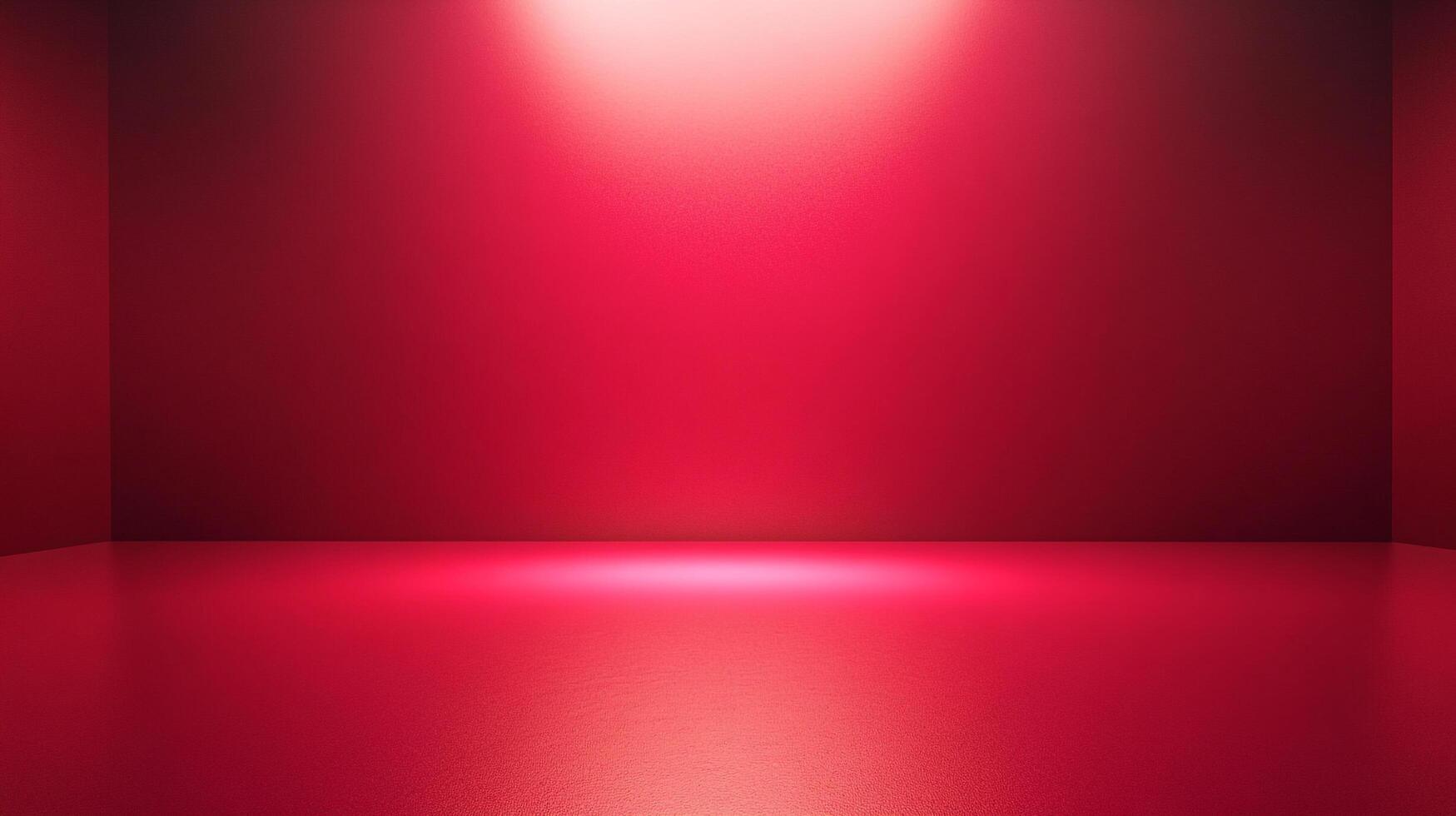 Red-lit studio space creates a dramatic atmosphere, with light casting on the glossy floor and textured backdrop ideal for product or portrait. photo