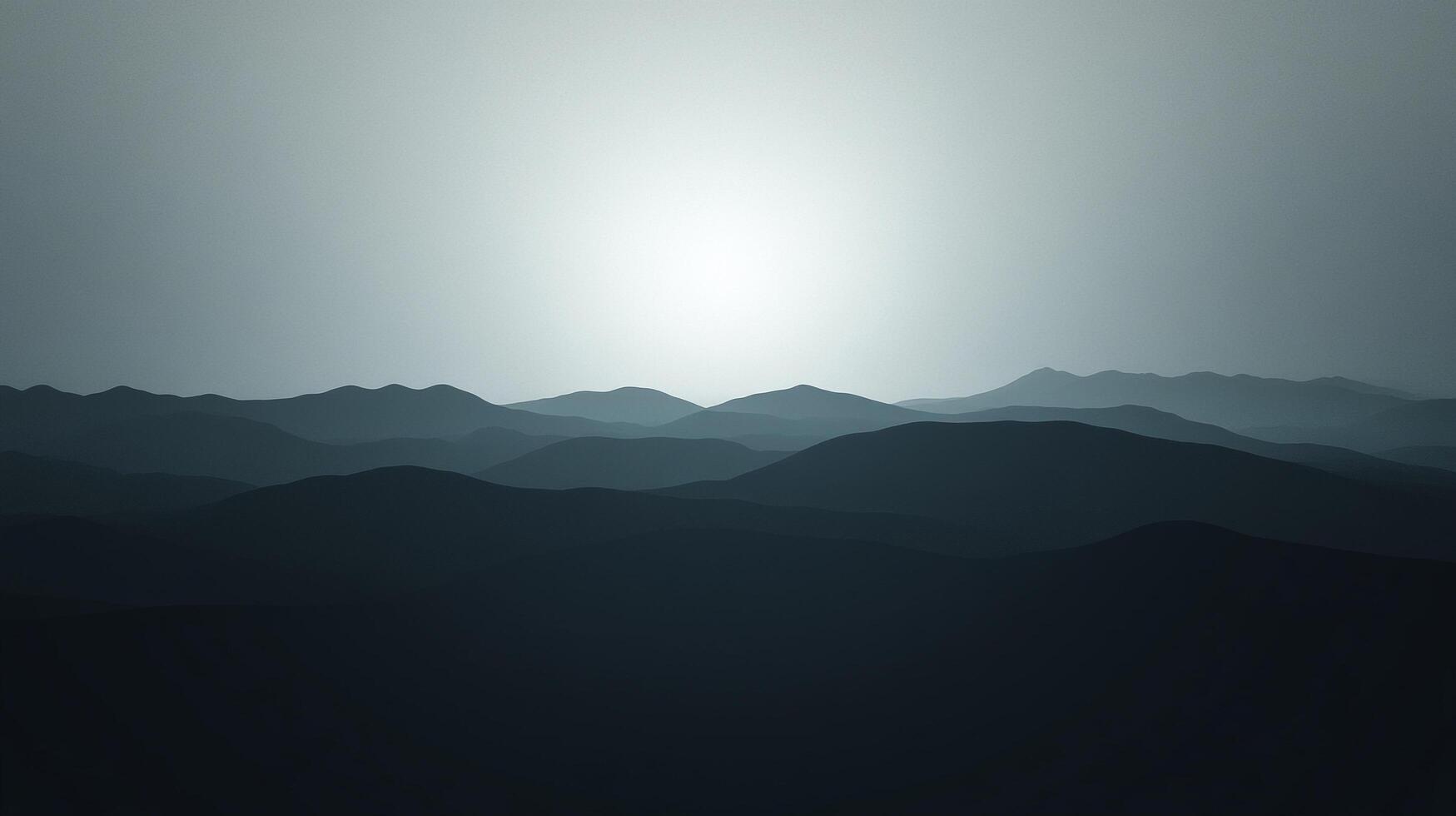 Serene mountain landscape, layers of mountain peaks stretching towards the horizon, captured in a blue, atmospheric, and scenic view. photo
