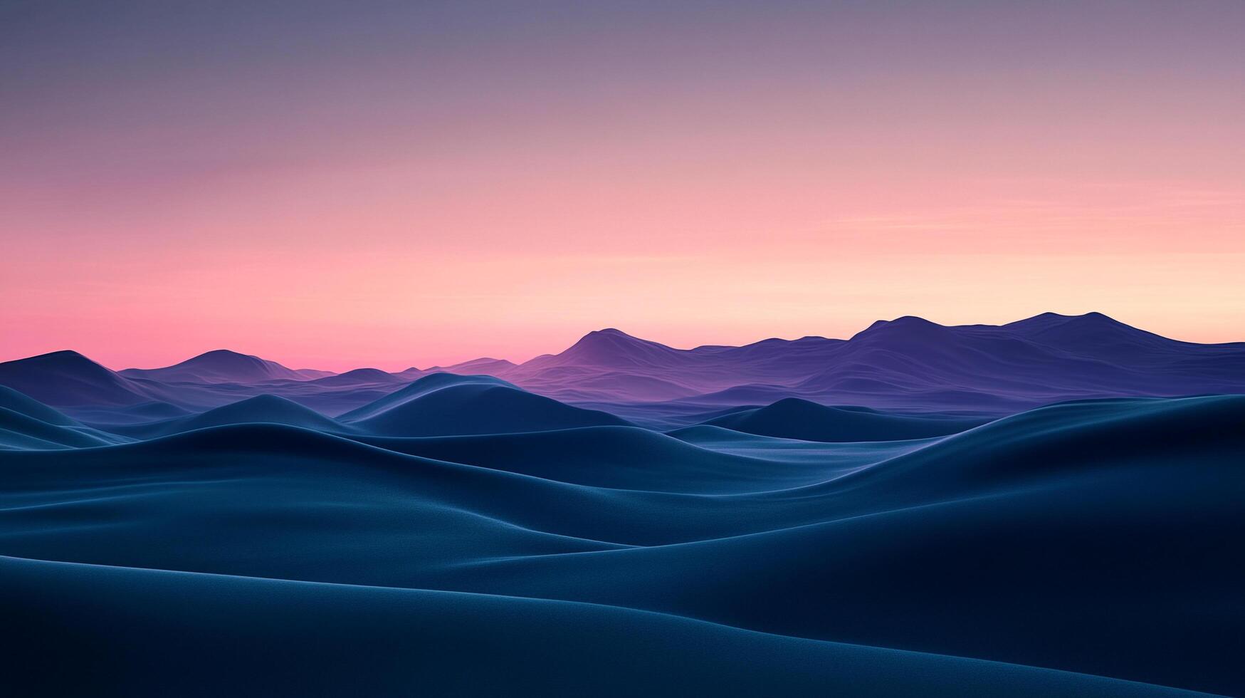 Abstract landscape of rolling hills and distant mountains under a pastel sky, creating a serene and dreamlike vista with smooth textures photo