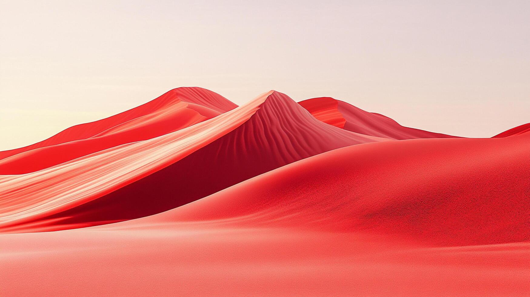 Abstract red desert landscape with smooth sand dunes under a light, ethereal sky. Minimalist and calming composition. photo