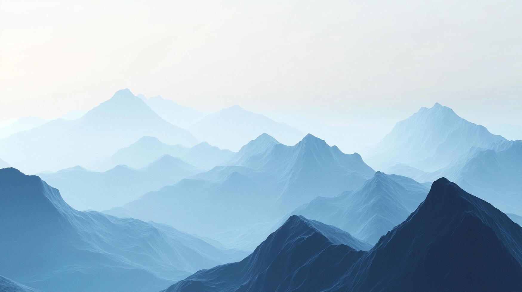 Serene mountain range landscape with layers of blue hues fading into the misty horizon. A tranquil and peaceful nature scene. photo