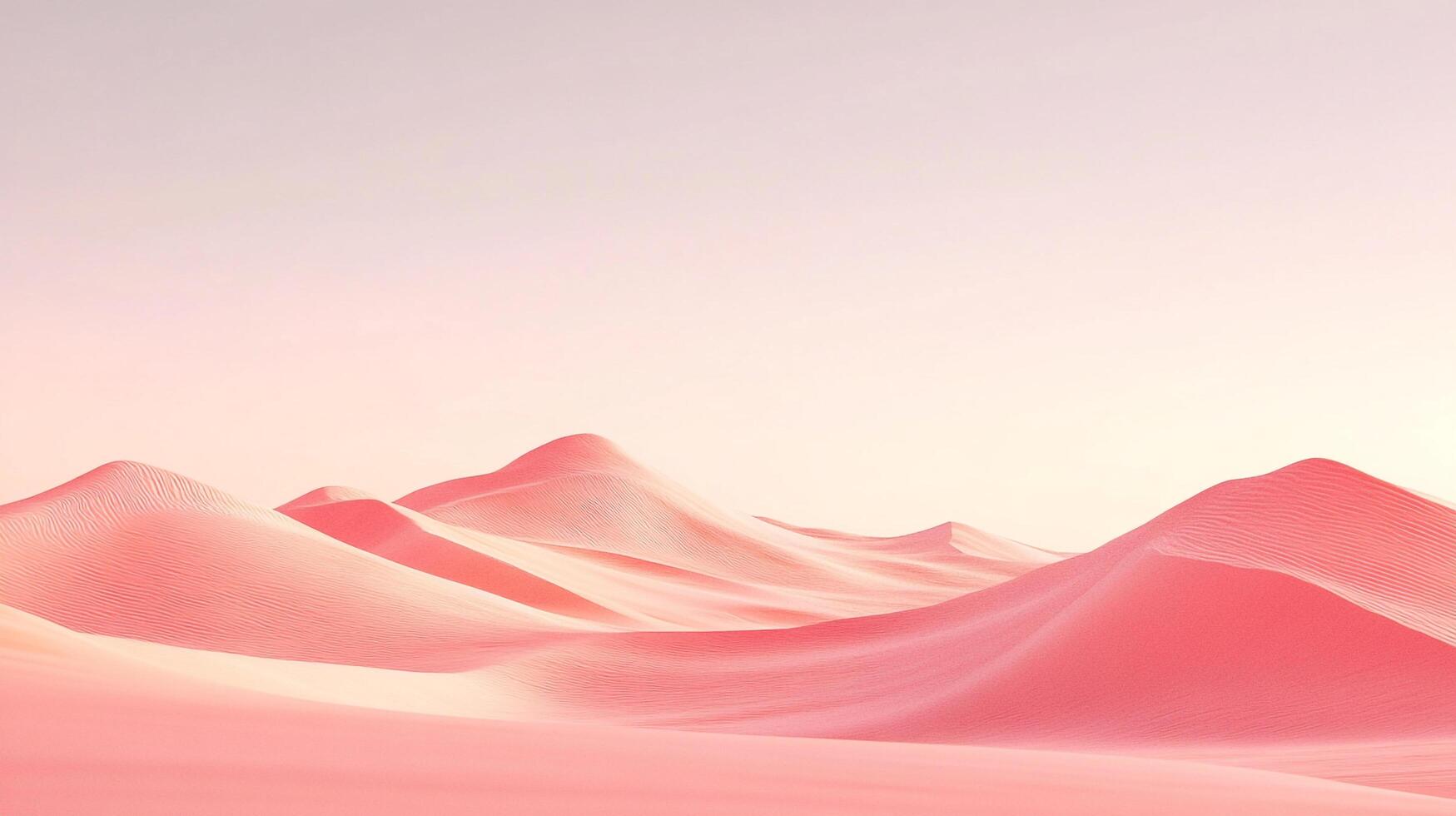 Serene desert landscape featuring soft, undulating dunes in a calming gradient of pink and white, evoking tranquility and minimalist beauty. photo