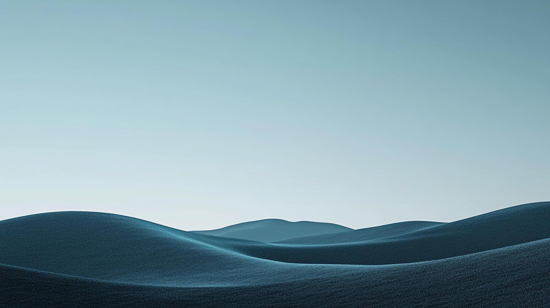 A surreal landscape of rolling dunes bathed in soft blue light evokes tranquility and mystery. The smooth curves create a sense of peace. photo