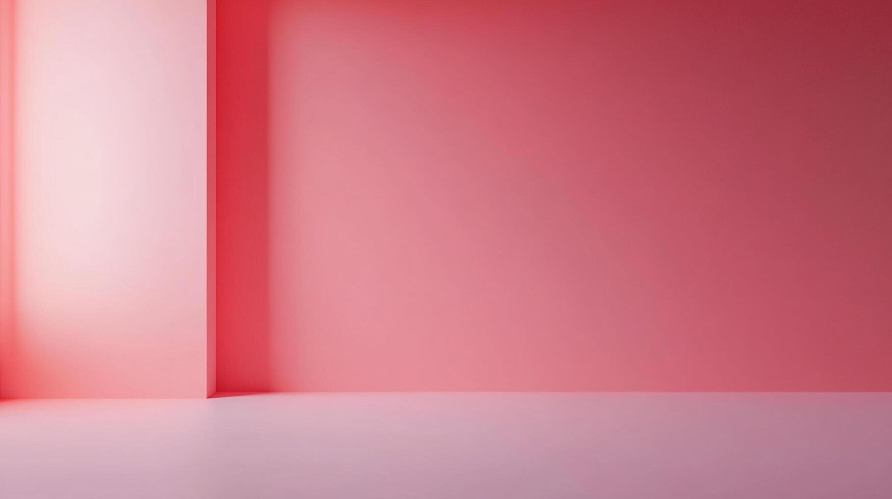 Empty coral colored room with minimalist aesthetic and modern design, illuminated by soft natural light for visual appeal and serenity. photo