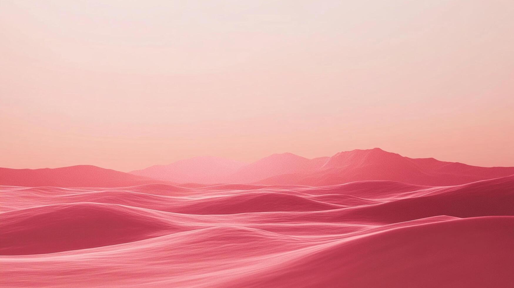 Dreamscape of gently rolling landforms in varying shades of pink, reminiscent of dunes or hills at sunset under a soft, light pink sky. photo