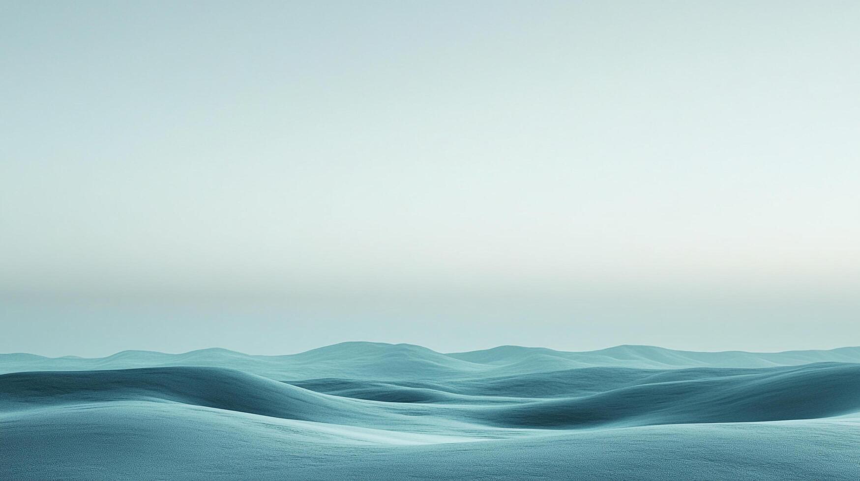 Calming blue dunes stretch into the horizon under a soft, light sky, creating a serene and minimalist landscape. Very peaceful and soothing. photo