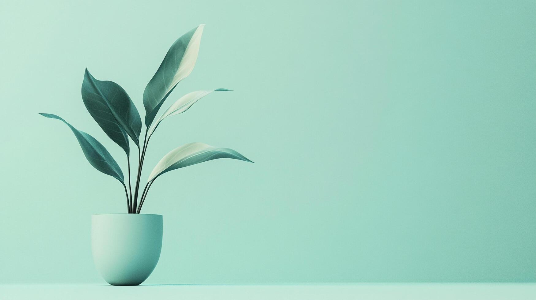 Elegant plant in matching pastel pot. Serene botanical decor for calm ambiance. Soft, calming tones. Perfect for minimalist interiors. photo
