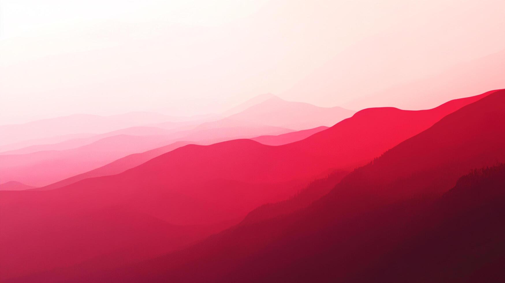 A mesmerizing vista unfolds with layers of crimson-hued mountains fading into a pale, ethereal sky, evoking serenity. photo